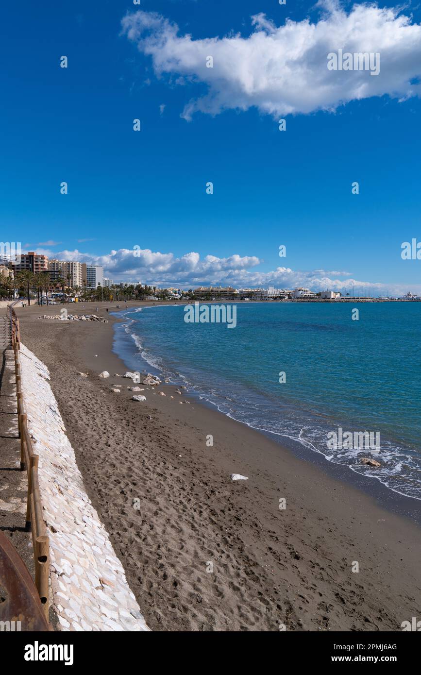 Benalmadena Beach Spanien Costa del Sol südlich von Carihuela und Torremolinas Stockfoto