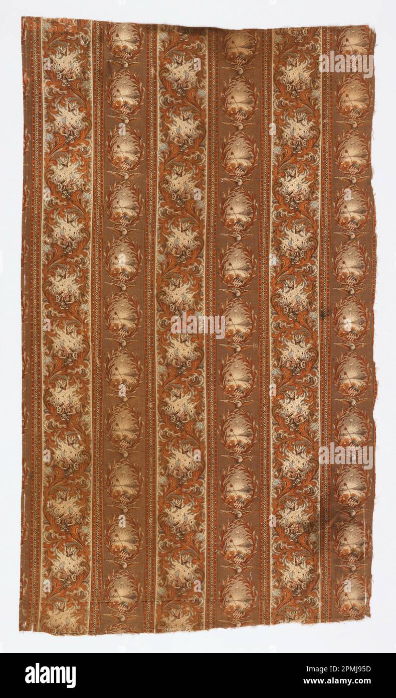 Textil (USA); Baumwolle; Kette x Schuss (A): 100 x 75,5 cm (39 3/8 x 29 3/4 Zoll) Kette x Schuss (b): 198 x 53 cm (6 Fuß 5 15/16 in. X 20 7/8 Zoll) Wiederholung H x B: 18,4 x 19,1 cm (7 1/4 x 7 1/2 Zoll) Stockfoto