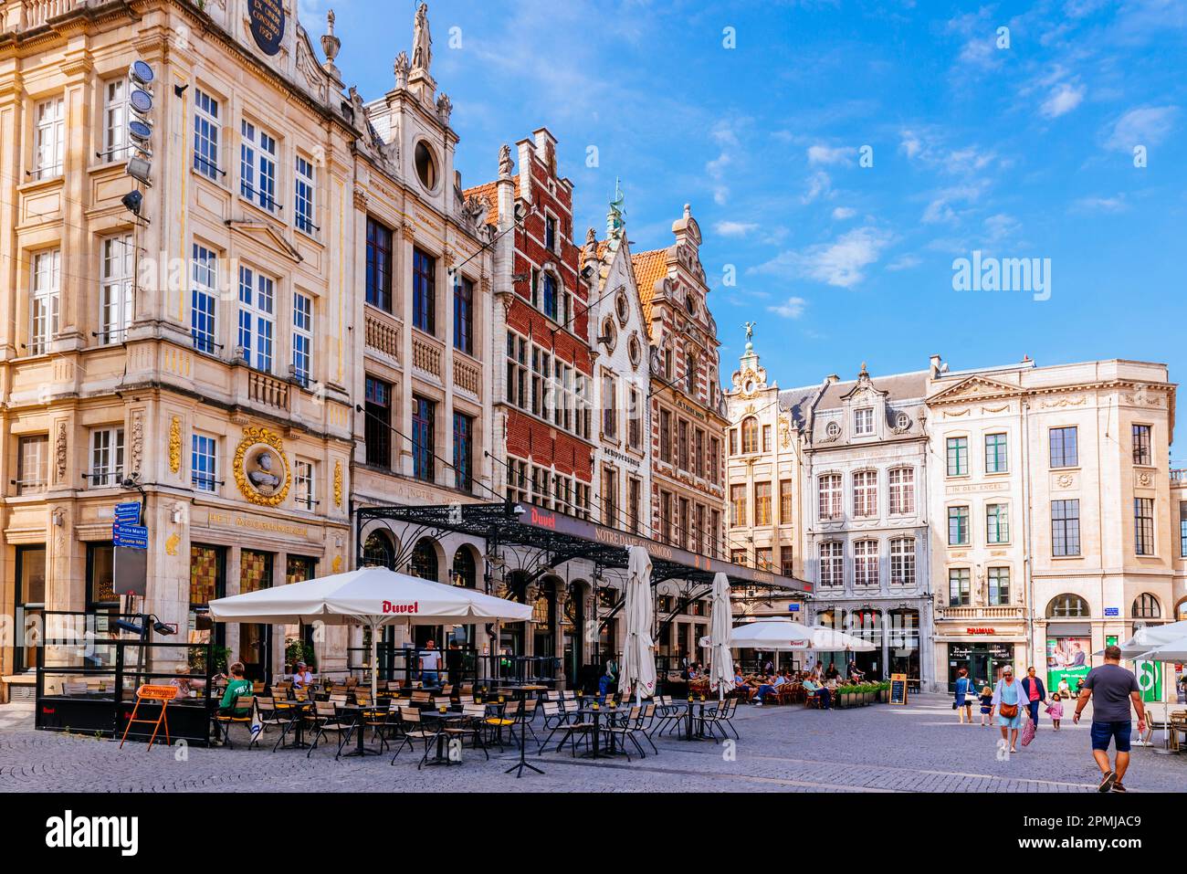 Gildenhäuser in Grote Markt. Leuven, Flämische Gemeinschaft, Flämische Region, Belgien, Europa Stockfoto