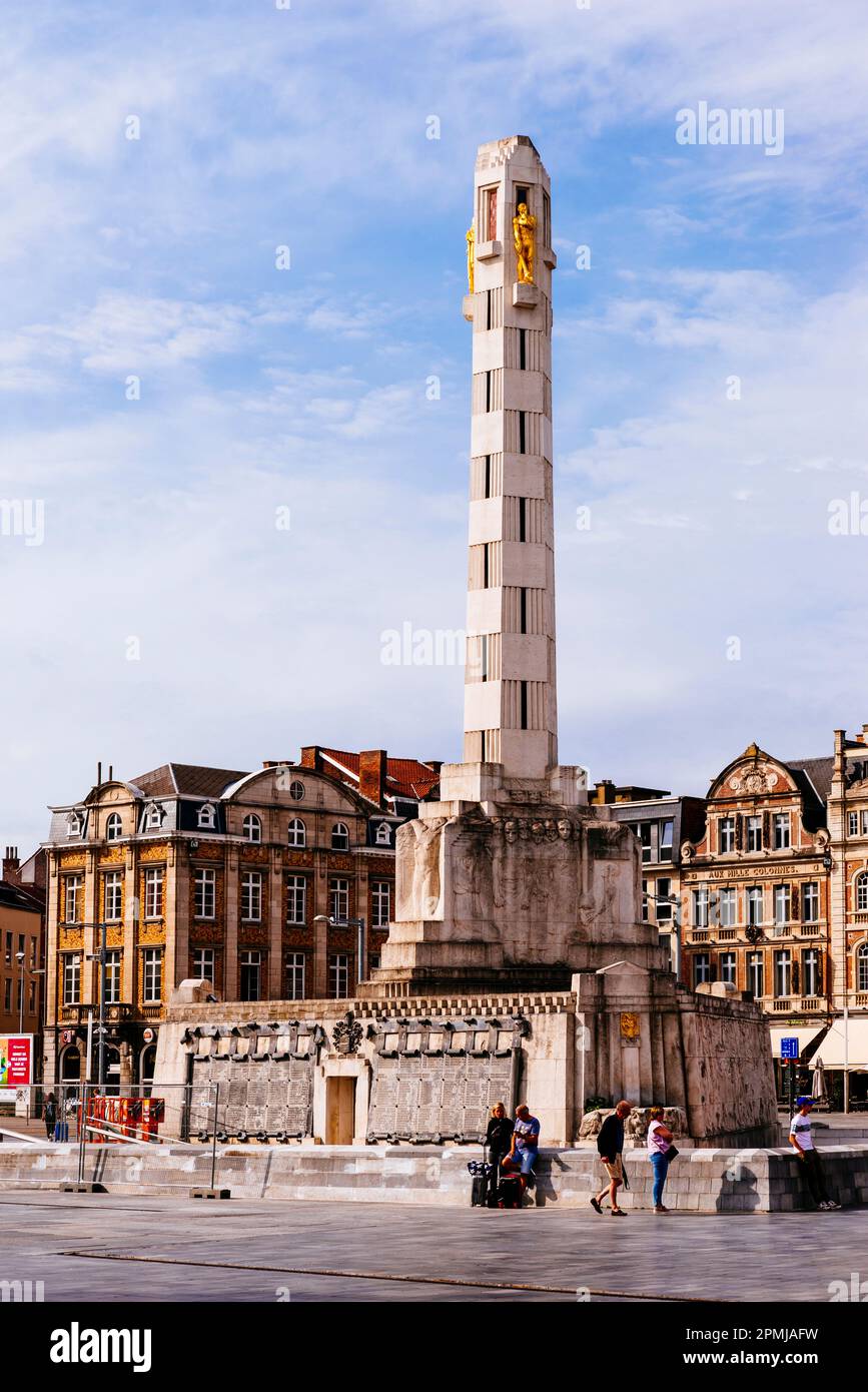 Vredesmonument. Obelisk zum Gedenken an die Kriegsopfer des Ersten Weltkriegs. Leuven, Flämische Gemeinschaft, Flämische Region, Belgien, Europa Stockfoto