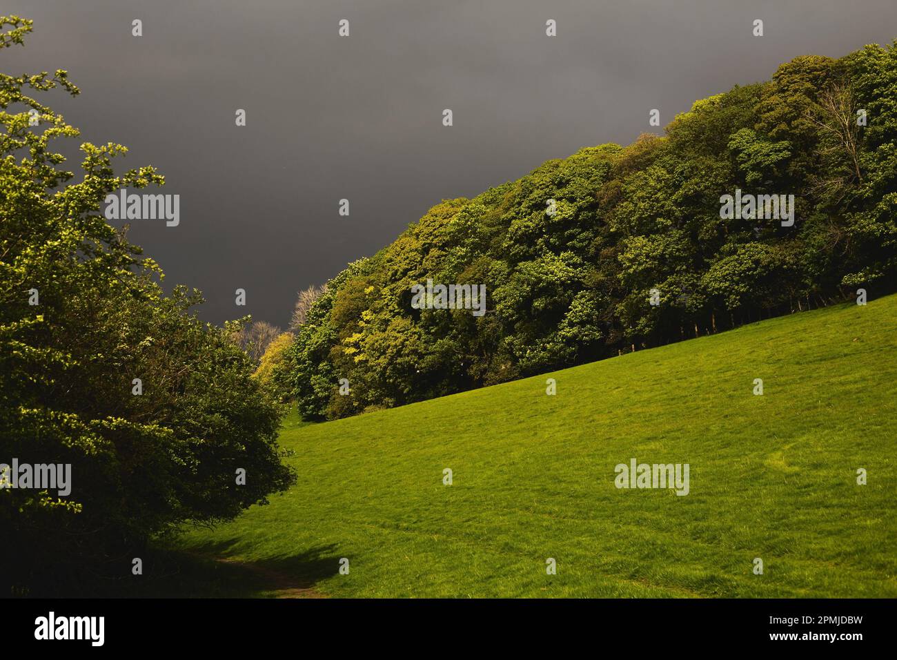Wunderschöne Landschaft vor Gewitter und Regen Stockfoto