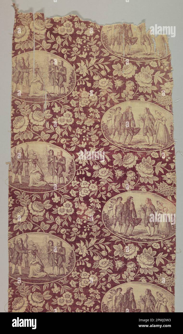 Textil; Baumwolle; Kette x Schuss: 91,3 x 44 cm (35 15/16 x 17 5/16 Zoll) Wiederholung H: 24 cm (9 7/16 Zoll) Stockfoto