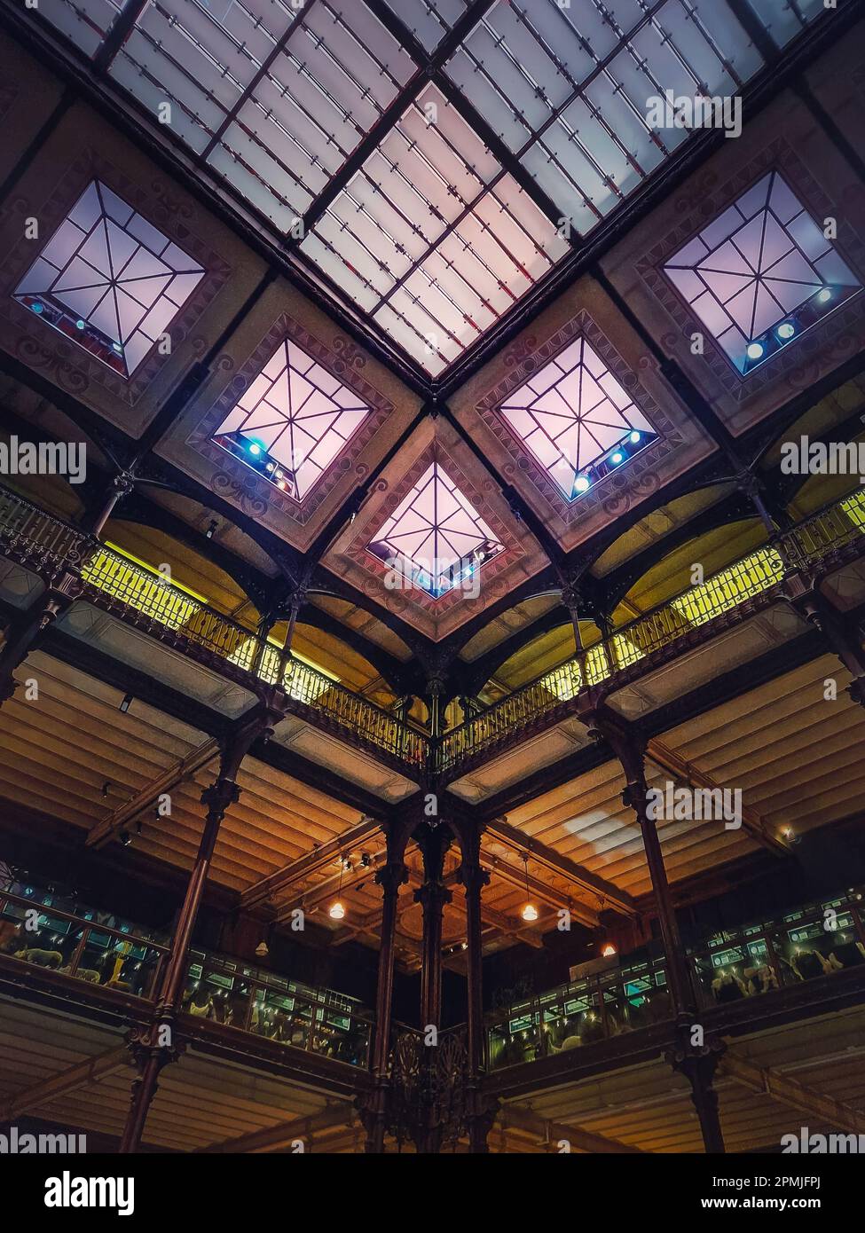 Architektonische Details der glühenden Glasdecke im Museum für Naturgeschichte, Paris, Frankreich Stockfoto