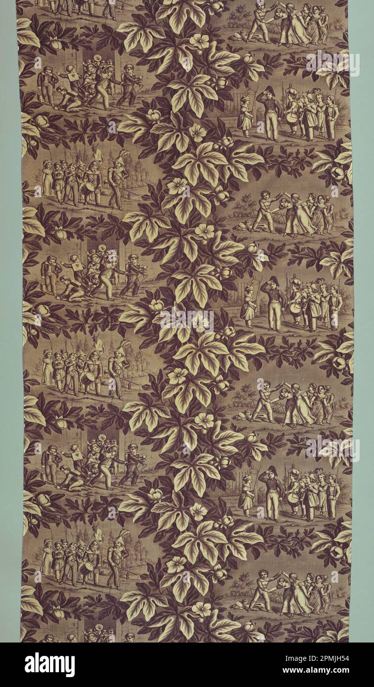 Textil (Frankreich); Haussmann; Baumwolle; Wiederholung H: 43,2 cm (17 Zoll) H x B: 202,4 x 170,7 cm (6 Fuß 7 11/16 in. X 5 Fuß 7 3/16 Zoll) Stockfoto
