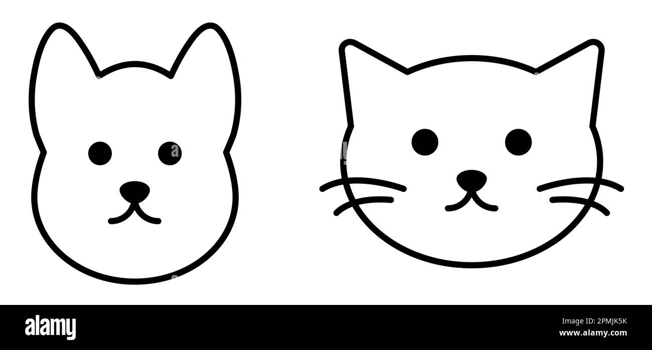 Symbole für Katz- und Hundekopf. Einfache Piktogramme mit Tiergesicht. Vektordarstellung Stock Vektor