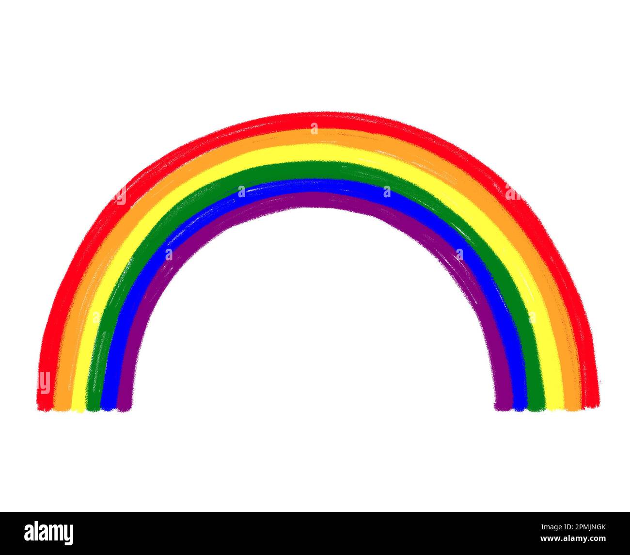 Handzeichnung einer schwulen Regenbogenform. Isoliert auf weißem Hintergrund. Illustration, Clip Art. Stockfoto