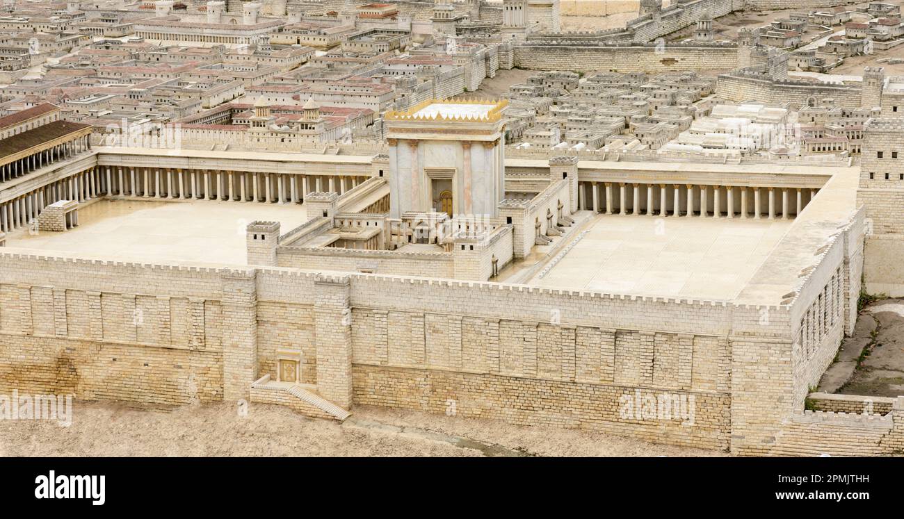 Zweiter Tempel - Modell des antiken Jerusalems. Israel Museum, Jerusalem, Israel. Stockfoto