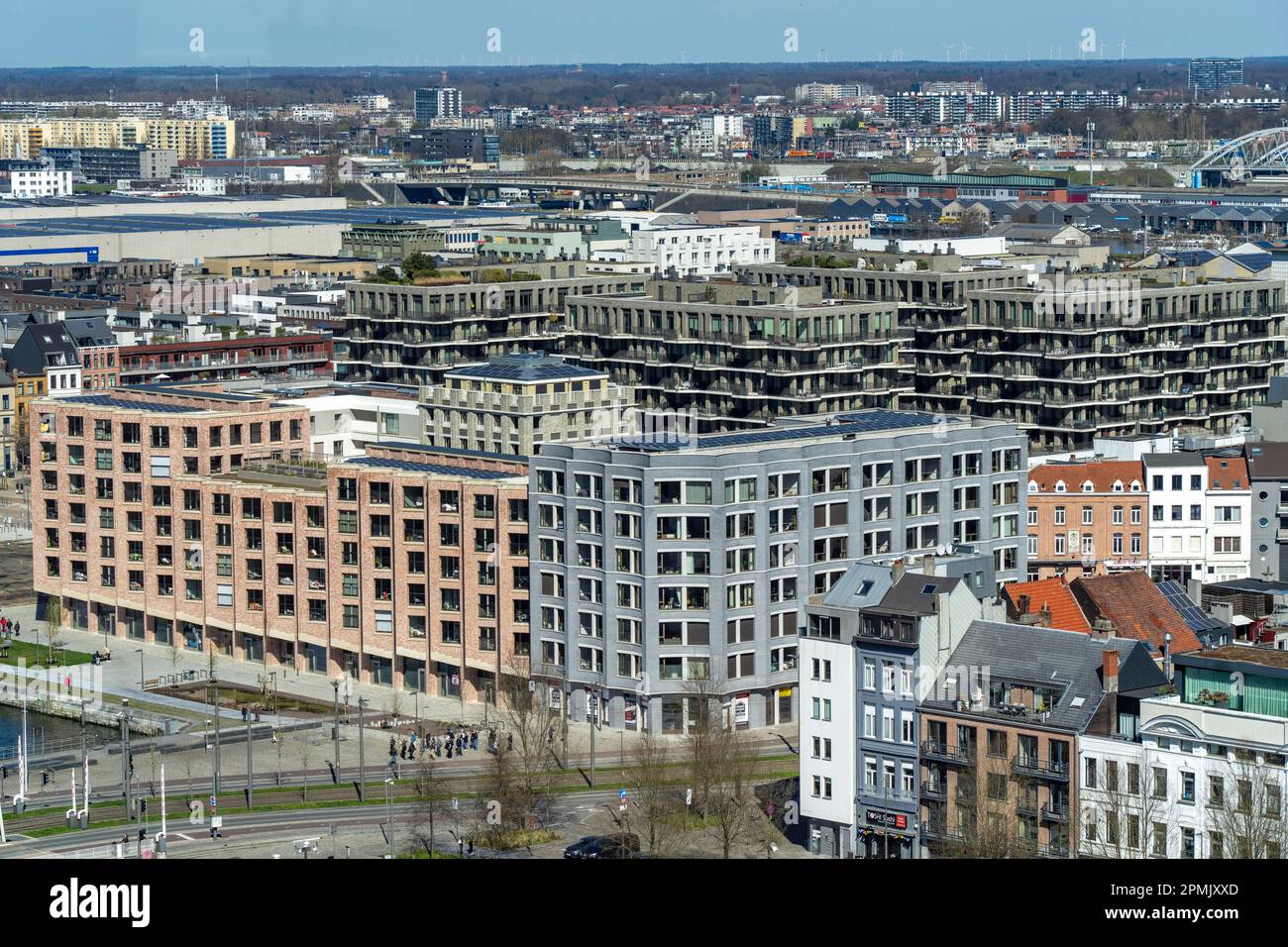 Moderne Wohngebäude im Alten Hafenviertel, Het Eilandje von Antwerpen, ehemals unansehnlicher, schäbiger Bezirk, jetzt modern, hippe Bezirk, wi Stockfoto