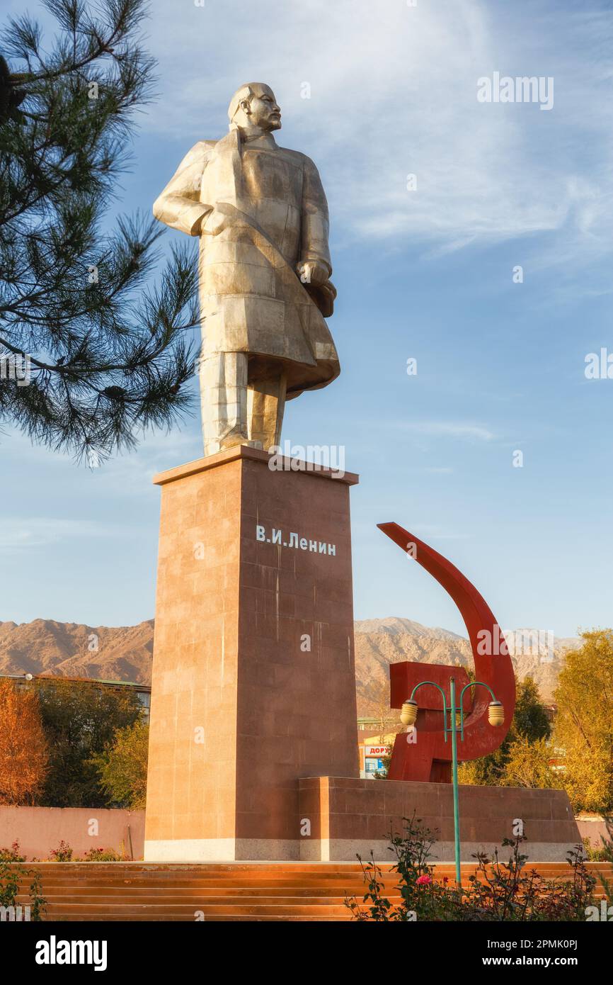 Die größte Lenin-Statue in Zentralasien, Victory Park Khujand, Tadschikistan Stockfoto