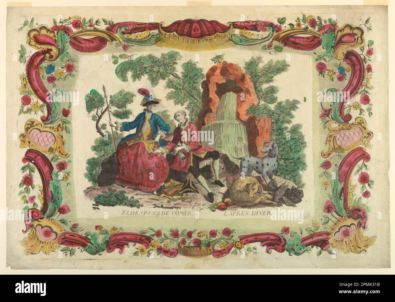 Printmedien, Erfrischungen nach dem Abendessen; Frankreich; Pinsel und Aquarell, Gold auf Papier; 56,7 x 82,4 cm (22 5/16 x 32 7/16 Zoll) Stockfoto