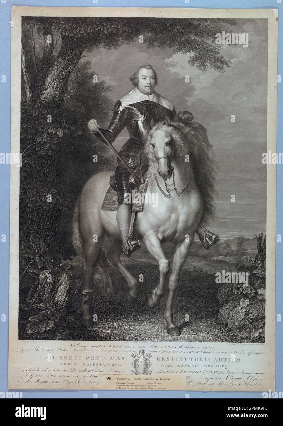 Printwerbung, Imago Equestris Francisco de Moncada; Printwerber: Raphaello Morghen (1758-1833); After Anthony van Dyck (niederländisch, 1599-1641); Gravur auf Papier; 1896-31-95 Stockfoto