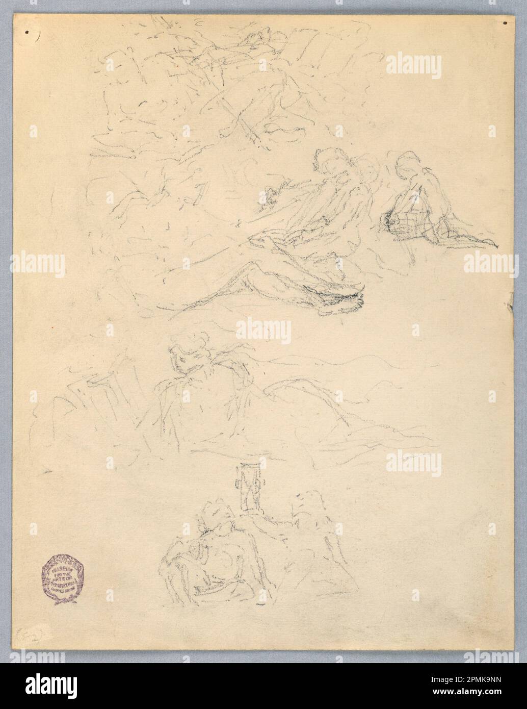 Zeichnen, Skizzen von Figuren; Francis Augustus Lathrop (amerikanisch, 1849-1909); USA; Graphit auf Papier; 24 x 19 cm (9 7/16 x 7 1/2 Zoll); 1914-38-201 Stockfoto