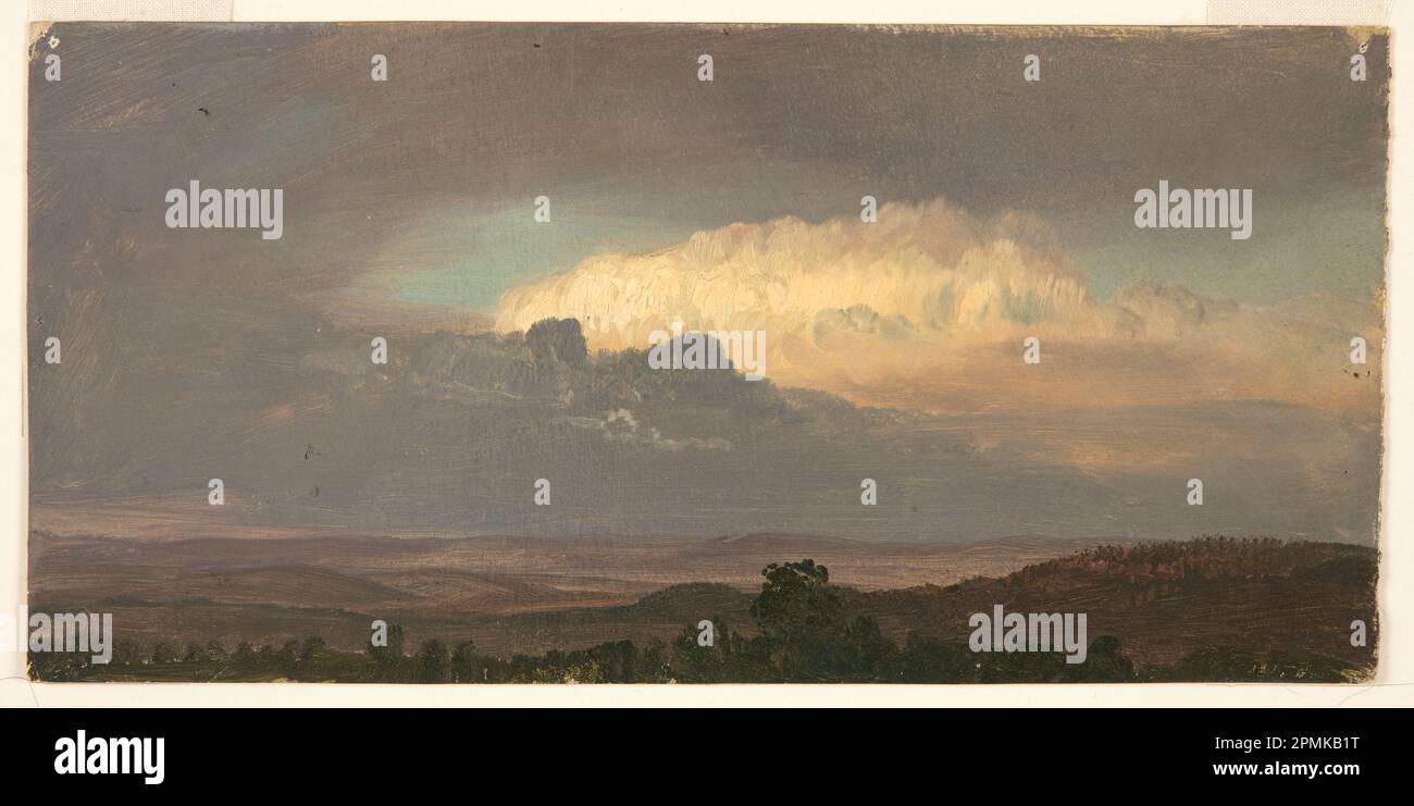 Zeichnen, Wolken über Hügeln, Jamaika; Frederic Edwin Church (amerikanisch, 1826–1900); USA; Pinsel- und Ölfarbe auf Pappe; 13,9 x 28,4 cm (5 1/2 x 11 3/16 Zoll) Stockfoto