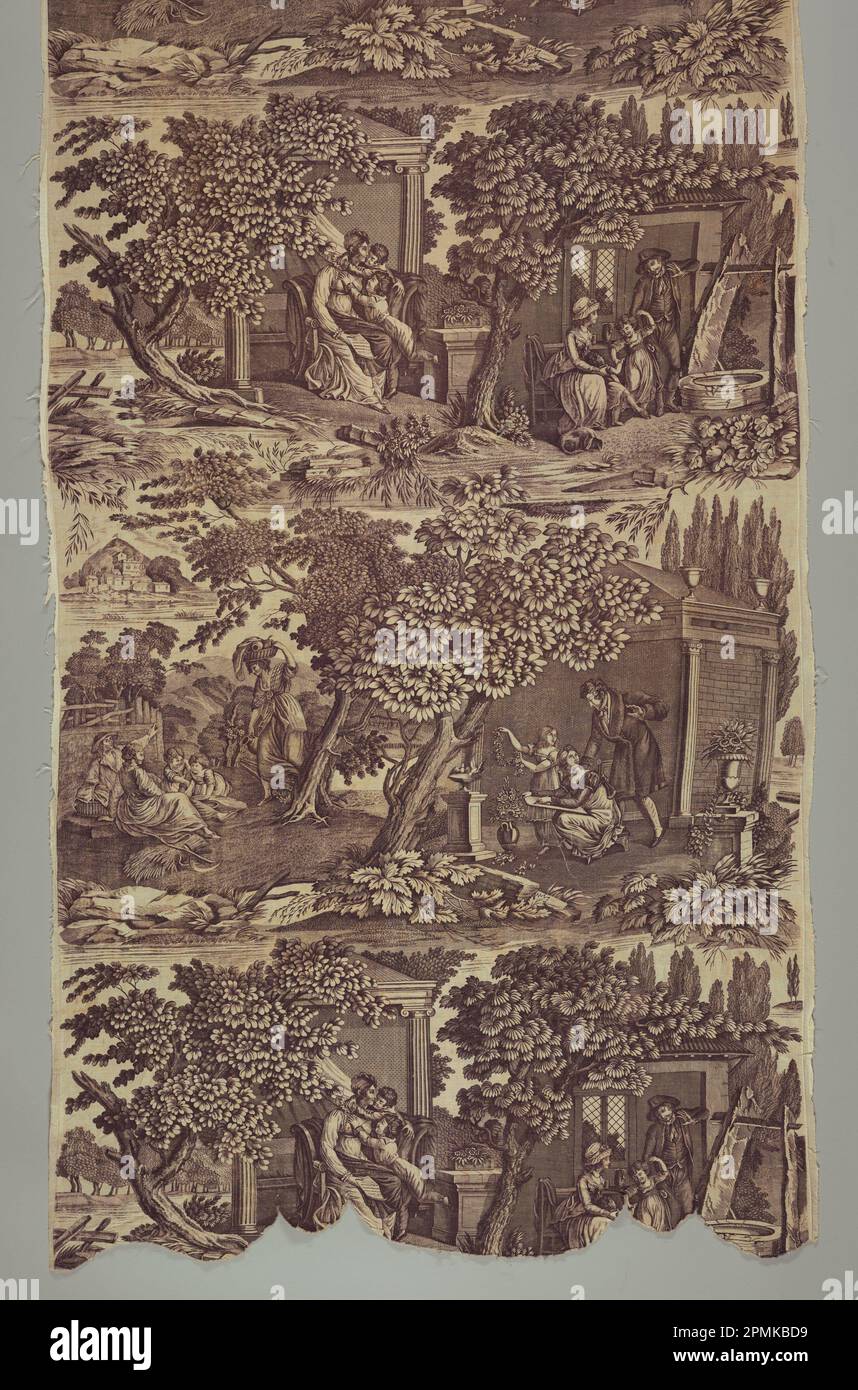 Textil (Frankreich); Baumwolle; Kette x Schuss: 282 x 85 cm (9 Fuß 3 in. X 33 7/16 Zoll) Wiederholung H: 94 cm (37 Zoll); Bequest von Elinor Merrell; 1995-50-124 Stockfoto