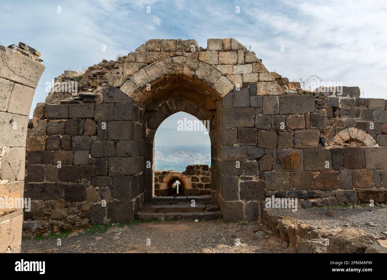 Ausgrabungen der alten Kreuzritter-Festung Kokhav Yarden in Israel Stockfoto