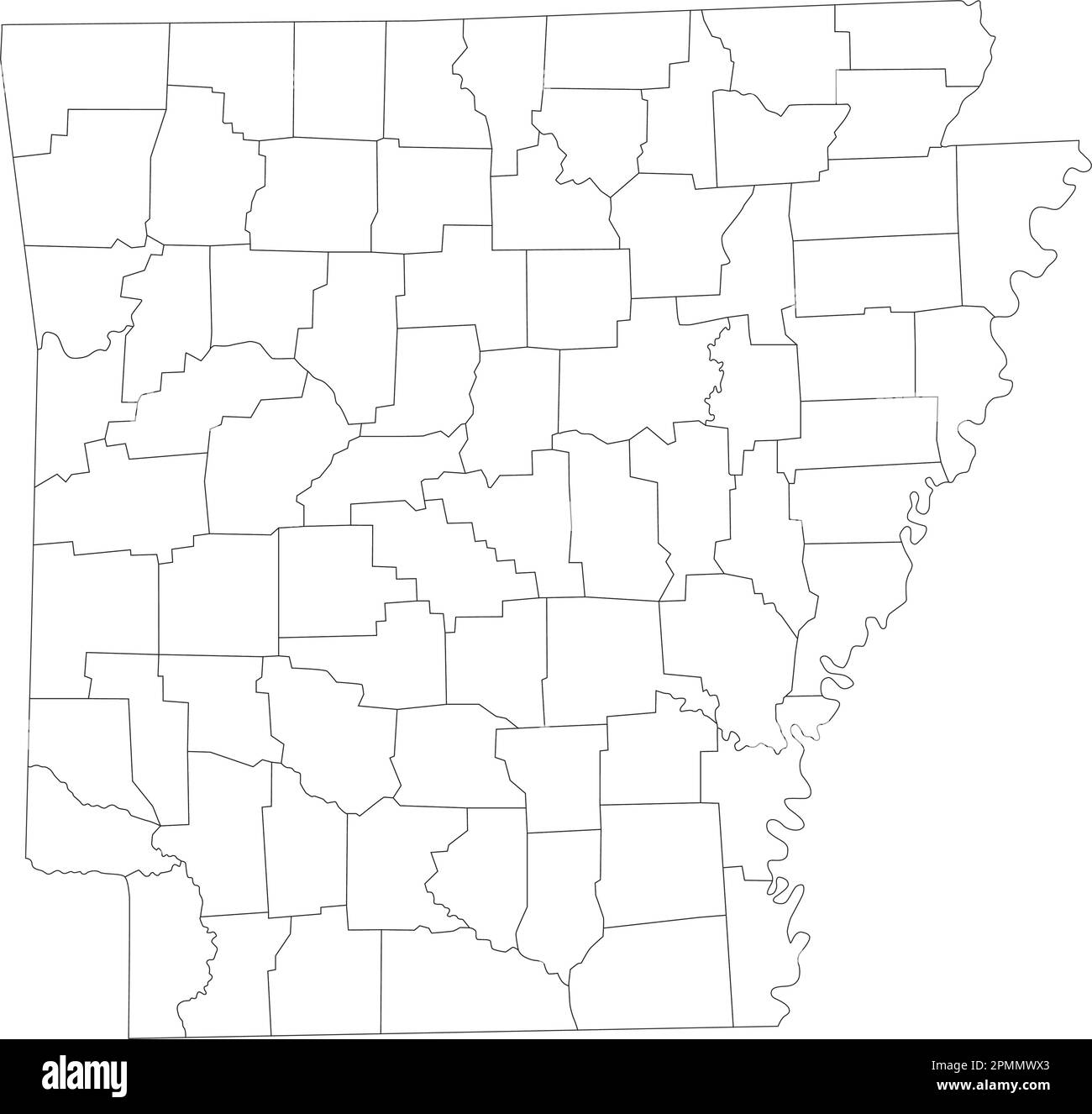 Sehr Detaillierte Blind Map Von Arkansas. Stock Vektor