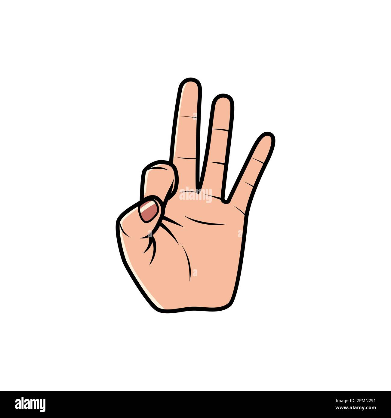 Neun Finger-Zeichen, Handzeichen isoliert auf weißem Hintergrund. Symbolvektordarstellung. Stock Vektor