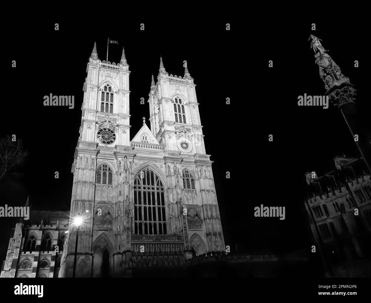 Westminster Abbey in der Nacht Stockfoto