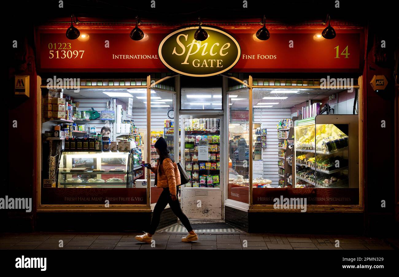 SpiceGate Store, Mill Road, Cambridge, Großbritannien Stockfoto