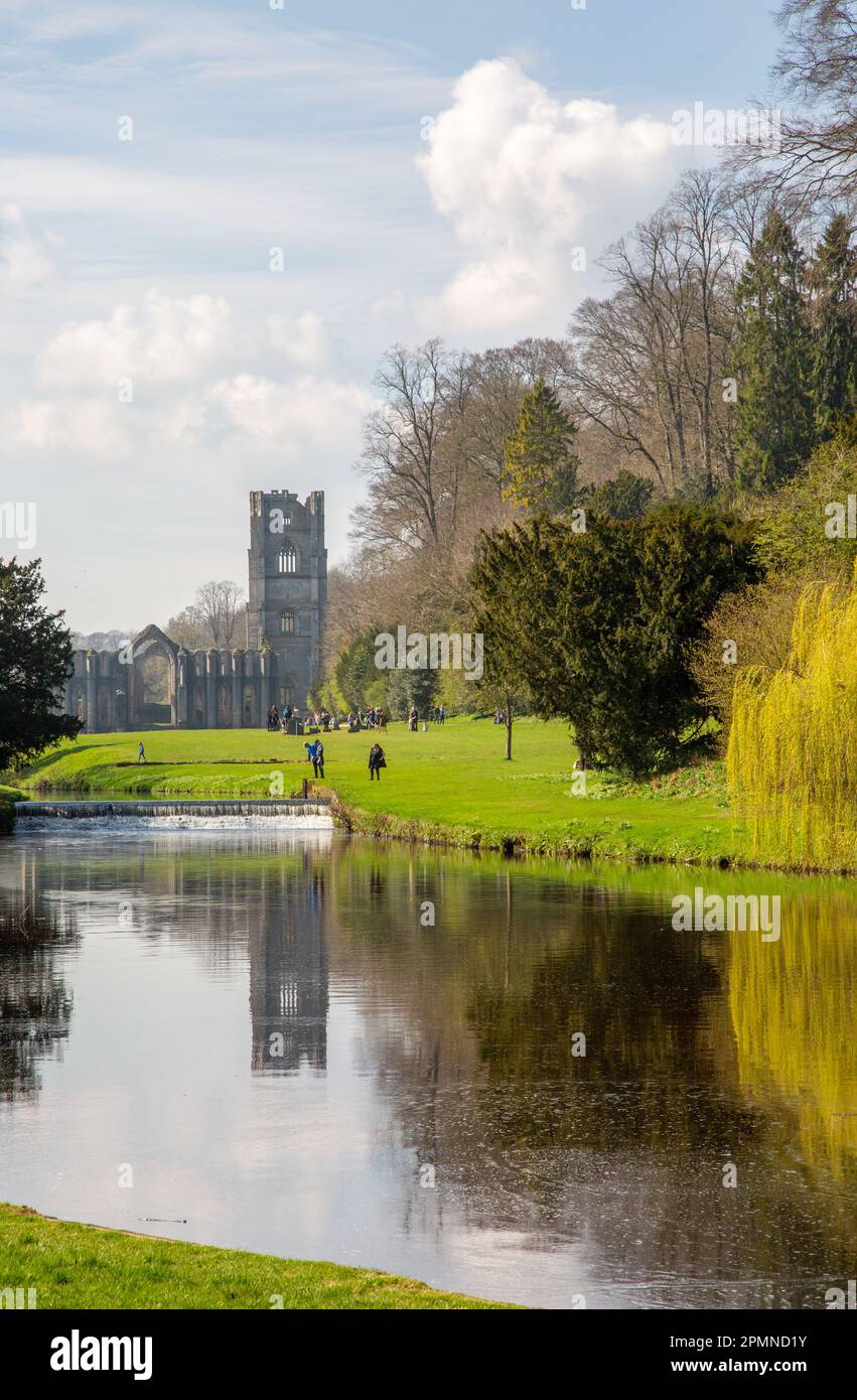 Brunnen Abtei die Überreste eines Zisterzienserklosters sind heute ein Eigentum des National Trust in der Nähe der nördlichen Yorkshire Stadt Ripon Stockfoto