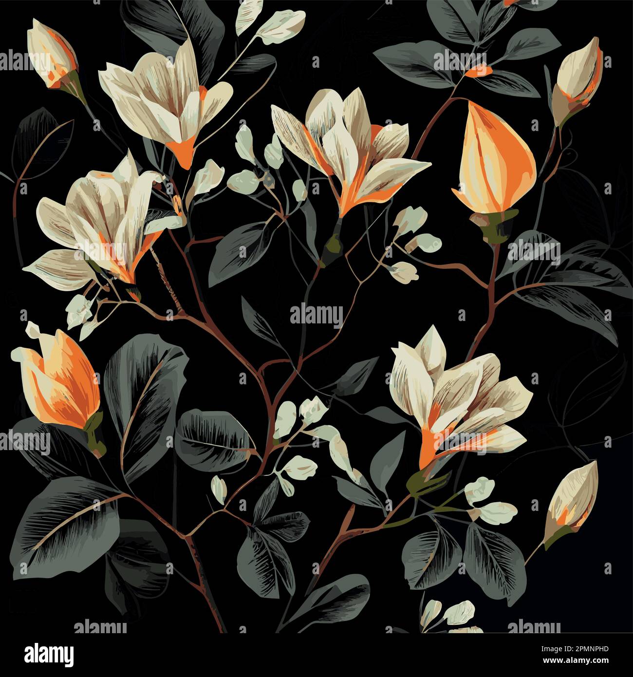 Hintergrund mit dunkler organischer Blumenstruktur - Vektordarstellung Stock Vektor