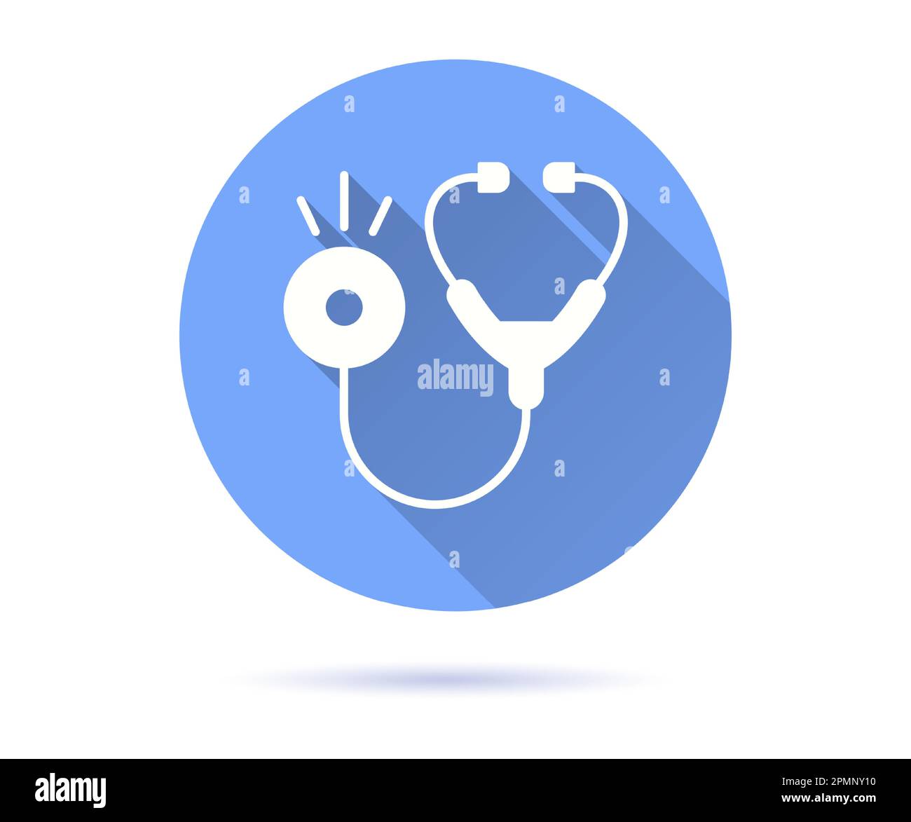 Symbol für medizinische Hilfe. Einfache Illustration mit langem Schatten für Grafik- und Webdesign. Stock Vektor