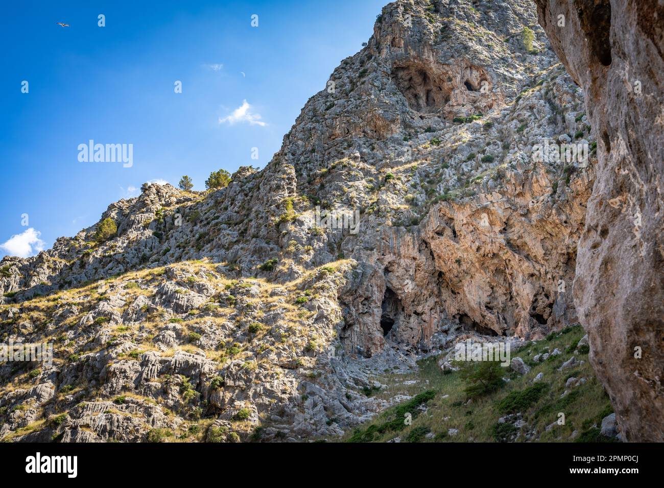 Majestätische Rocky Cliff im Sa Calobra Valley auf Mallorca Stockfoto