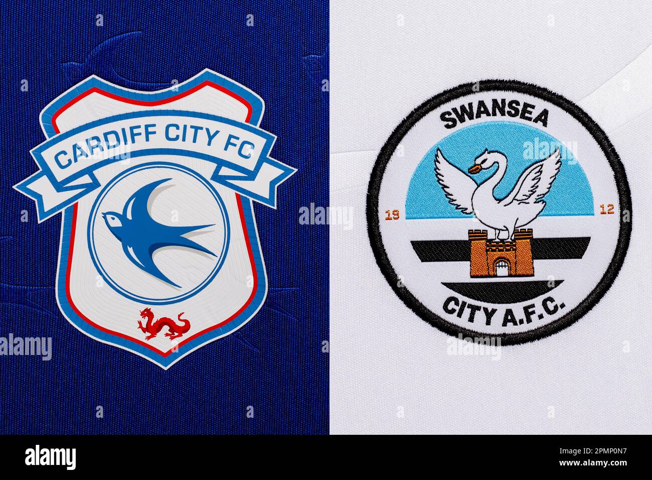 Swansea City und Cardiff City Abzeichen Stockfoto