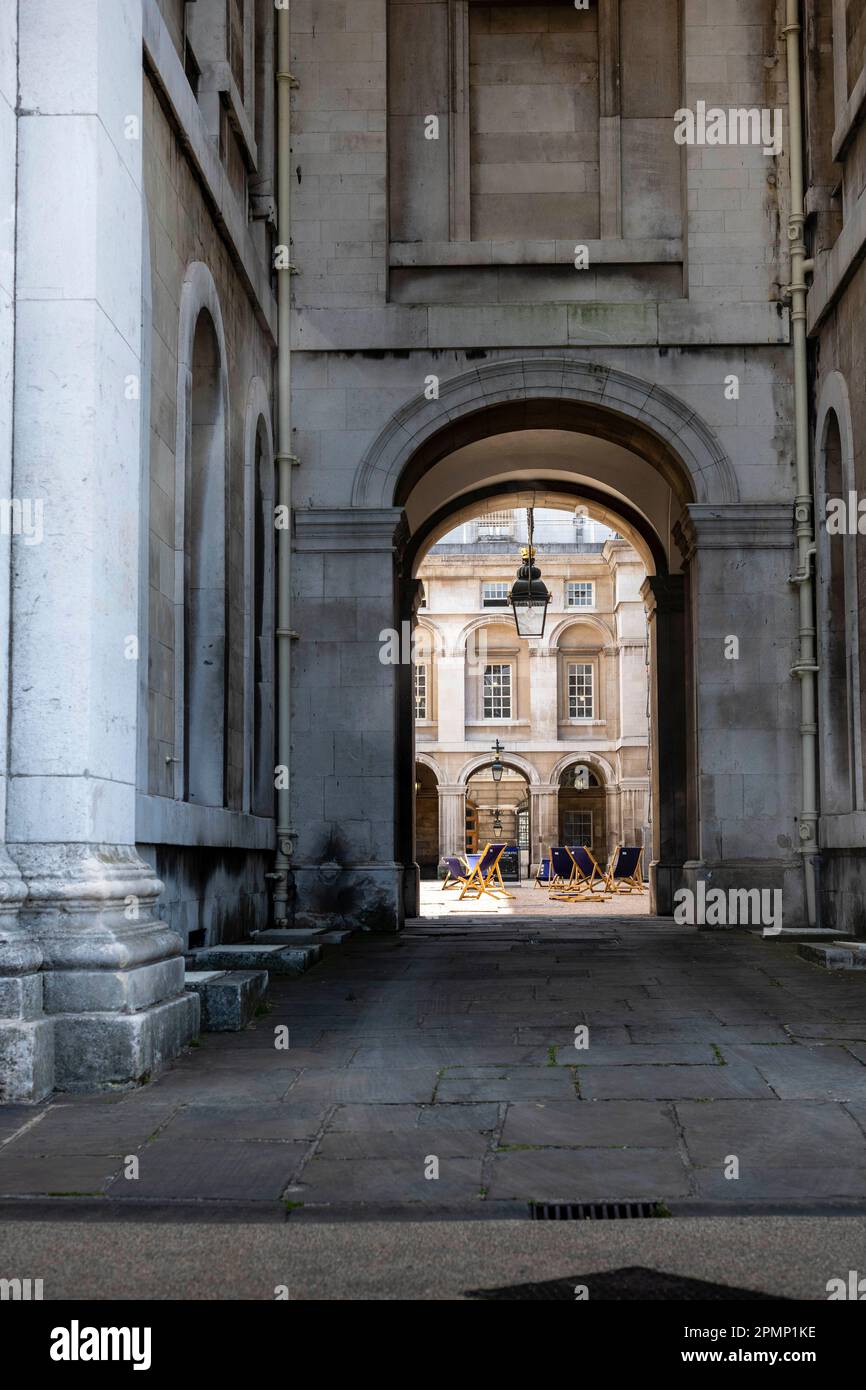 Sitzbereich in eleganter Architektur von Greenwich Stockfoto