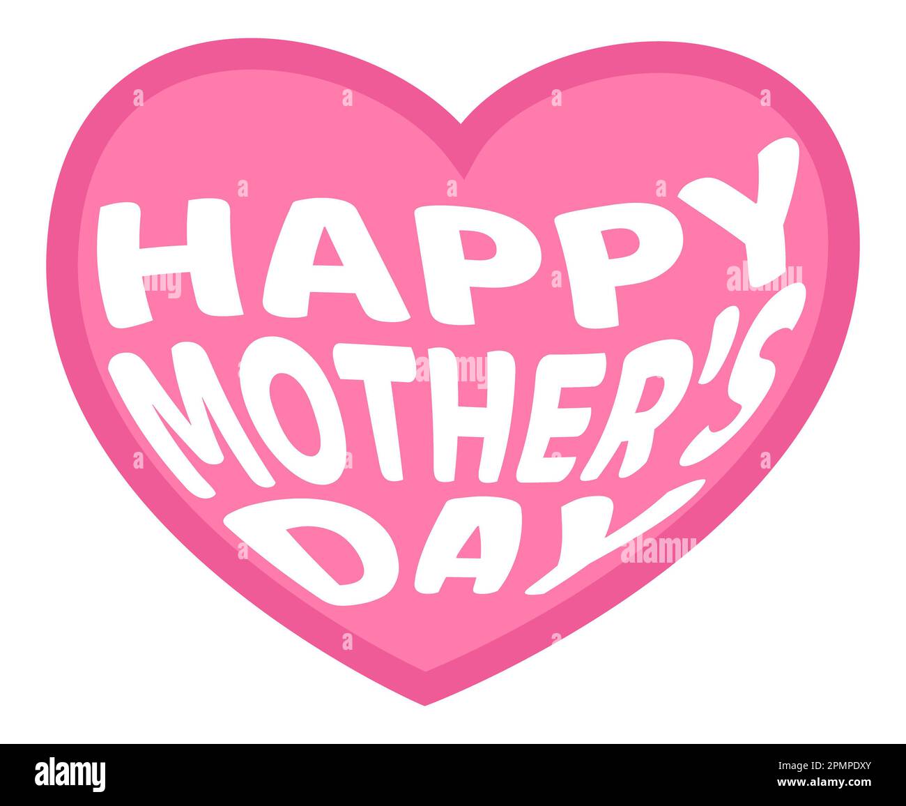 Design zum Muttertag mit rosa Herz und „Happy Mother's Day“. Stockfoto