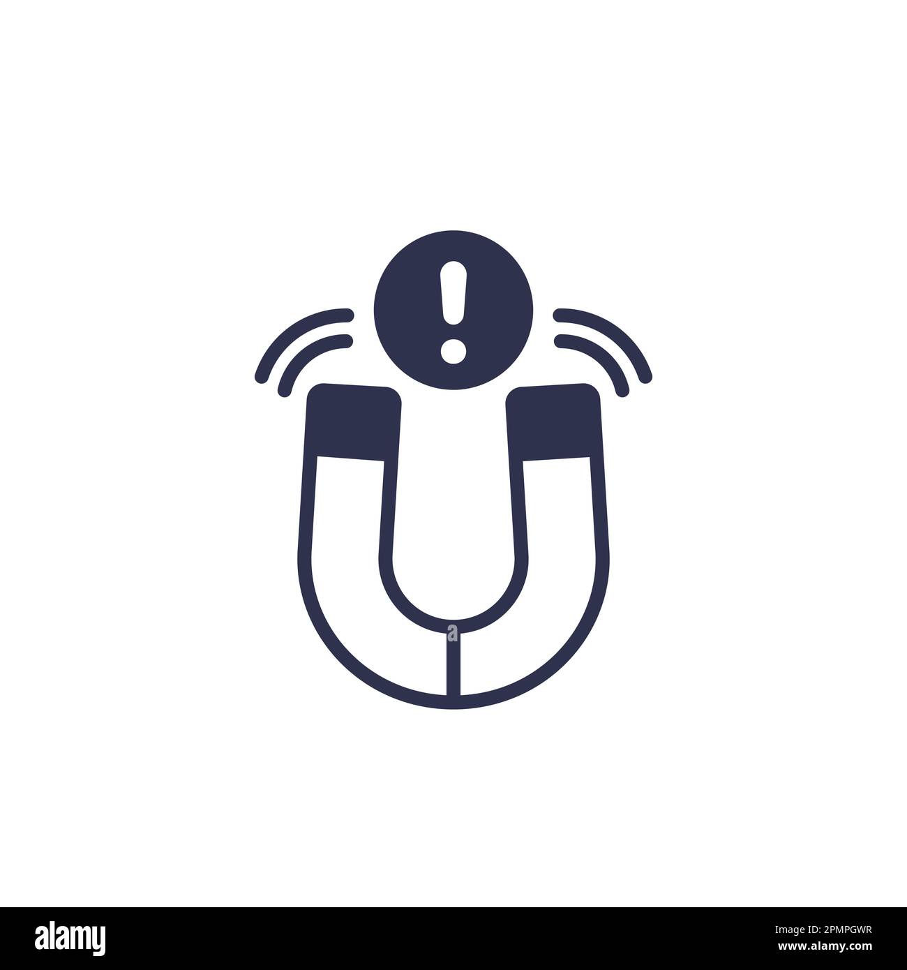 Magnetfeld-Warnsymbol mit einem Magneten Stock Vektor