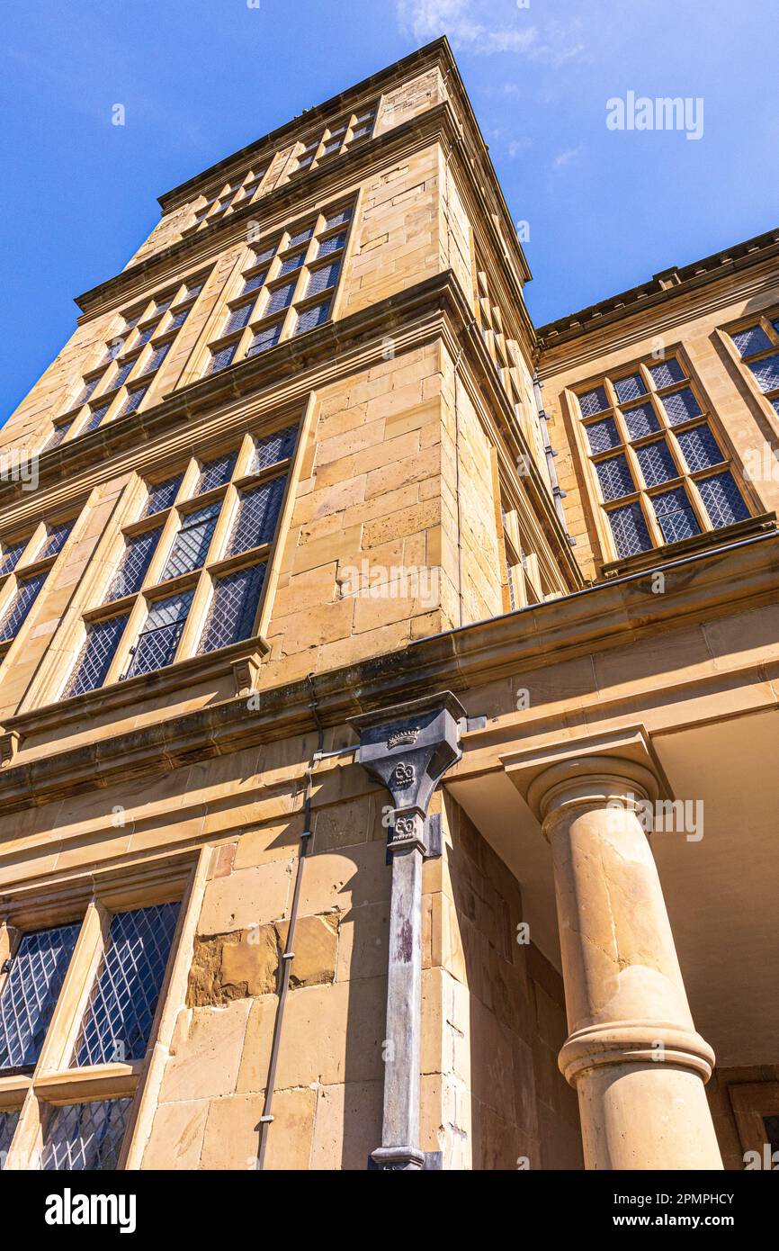 Hardwick Hall - ein elisabethanisches Haus, das in den 1590s Jahren von Bess of Hardwick in Derbyshire, England, erbaut wurde Stockfoto