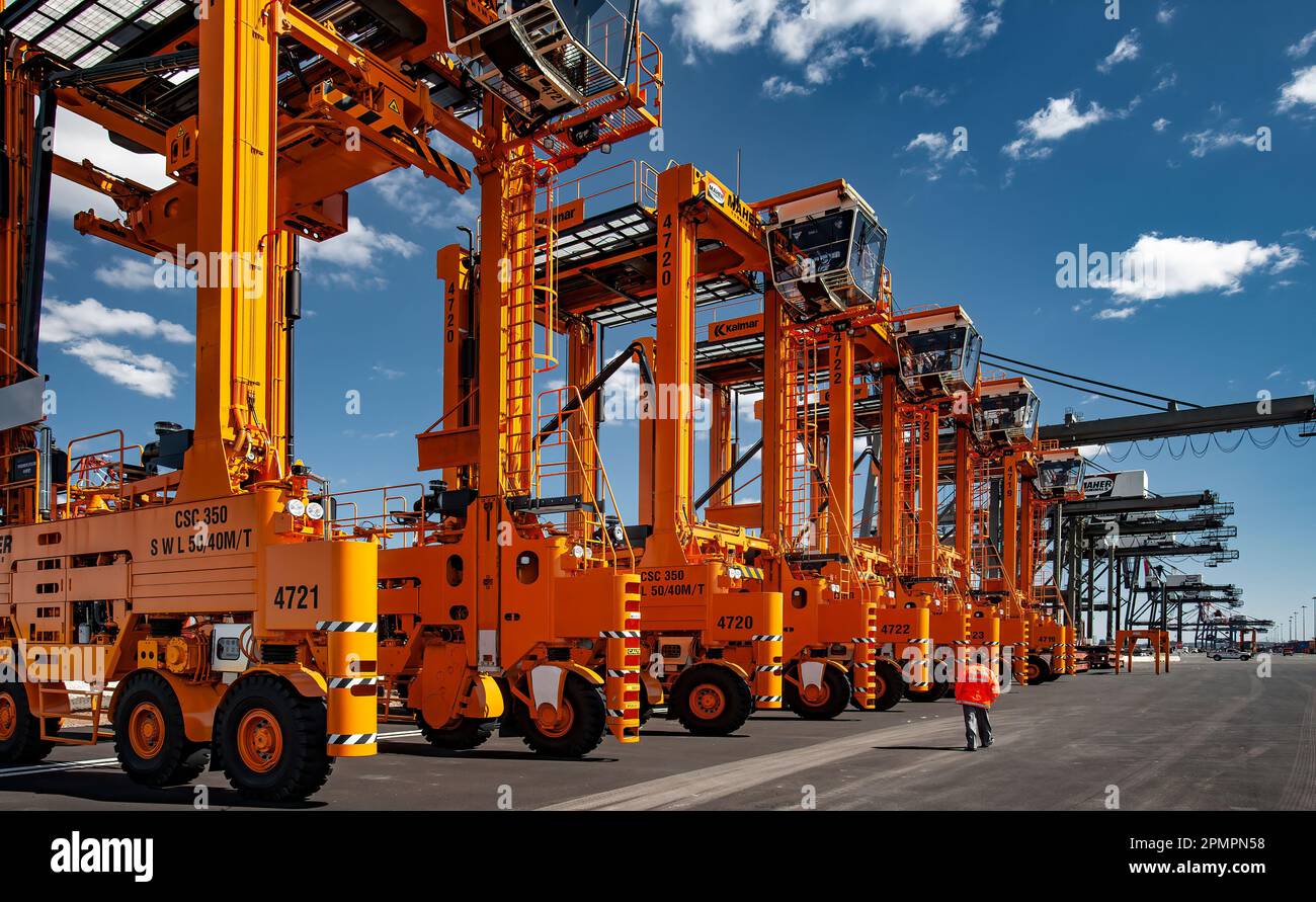 New Straddles, Container Shipping Yard, Hafen von Elizabeth, Newark, New Jersey Stockfoto