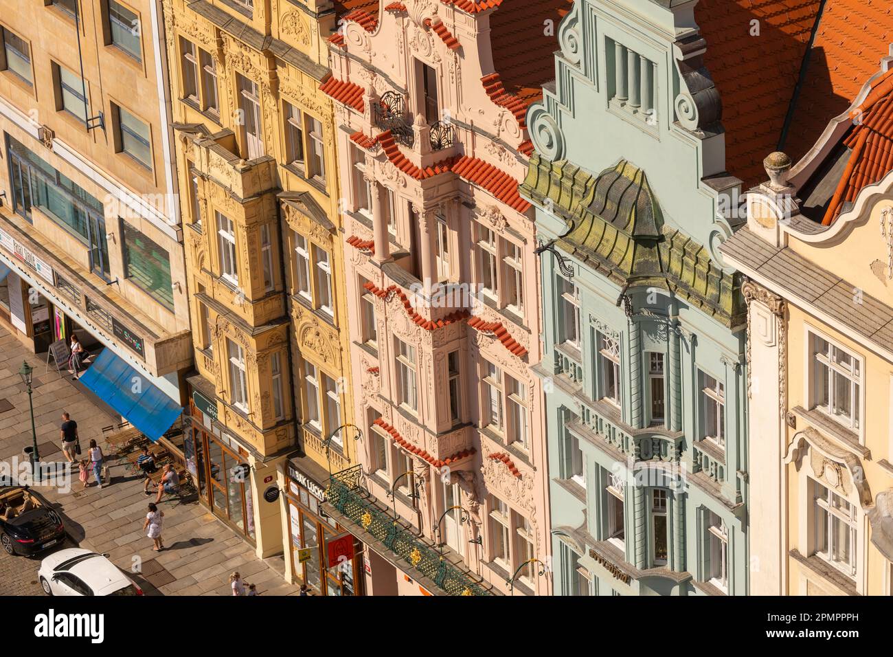 PILSEN, TSCHECHISCHE REPUBLIK, EUROPA - Gebäudeantenne auf dem Hauptplatz Pilsen. Namesti Republiky Plzen. Stockfoto