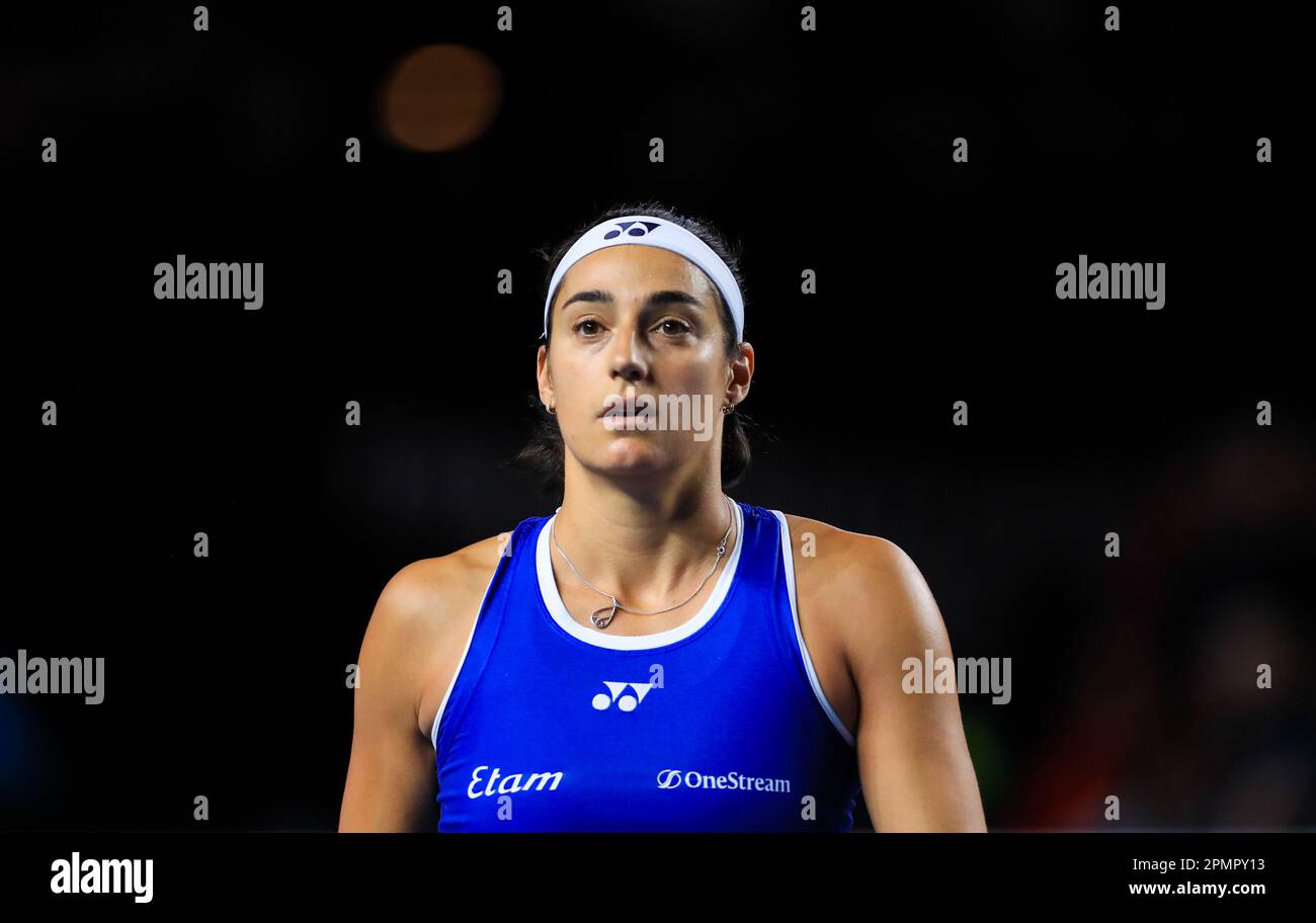 Caroline Garcia aus Frankreich während des Qualifikationsspiels zum Billie Jean King Cup zwischen Großbritannien und Frankreich in der Coventry Building Society Arena in Coventry. Foto: Freitag, 14. April 2023. Stockfoto