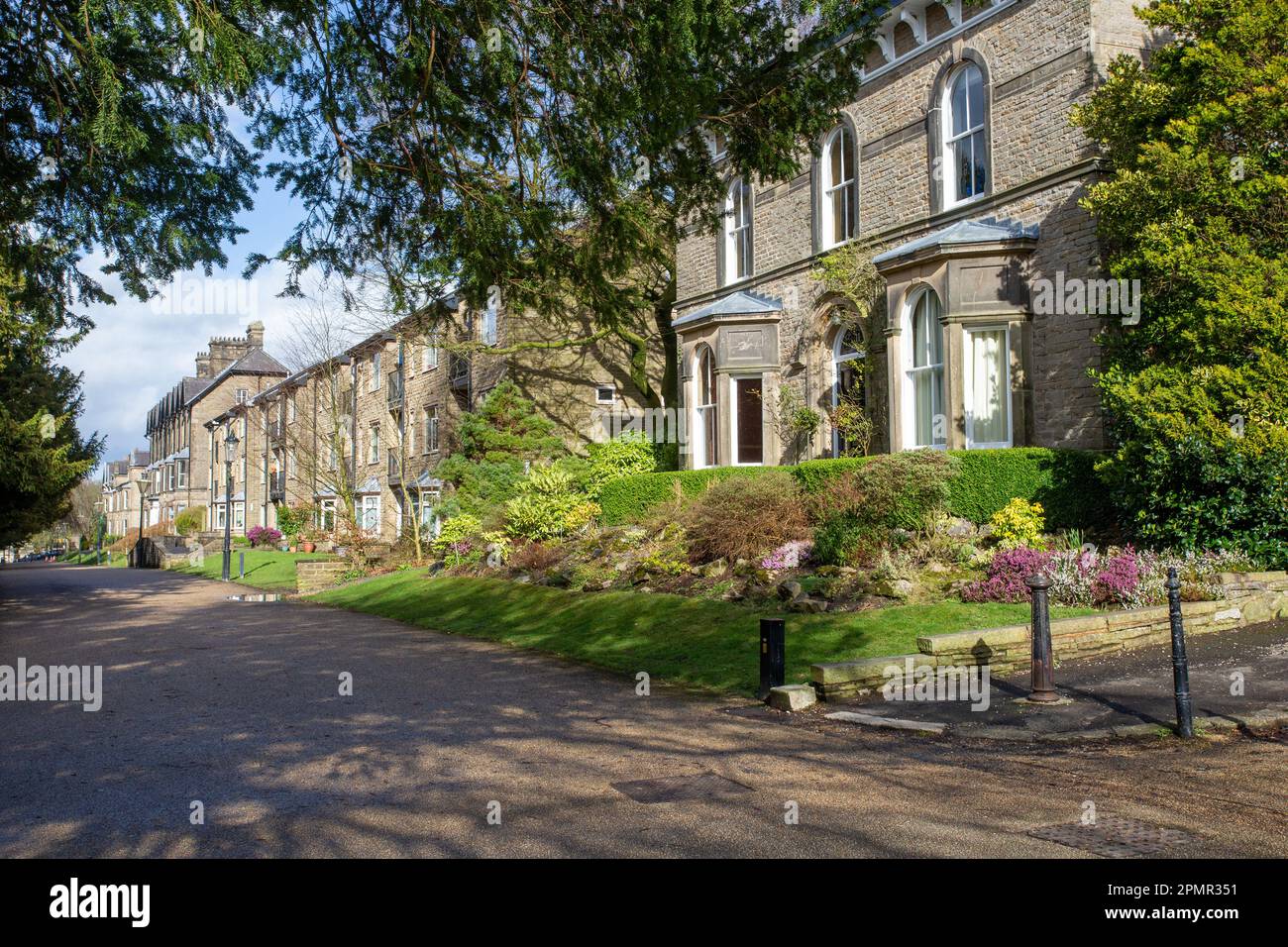 Viktorianische Häuser in der Derbyshire Spa-Stadt Buxton im English Peak District England Stockfoto