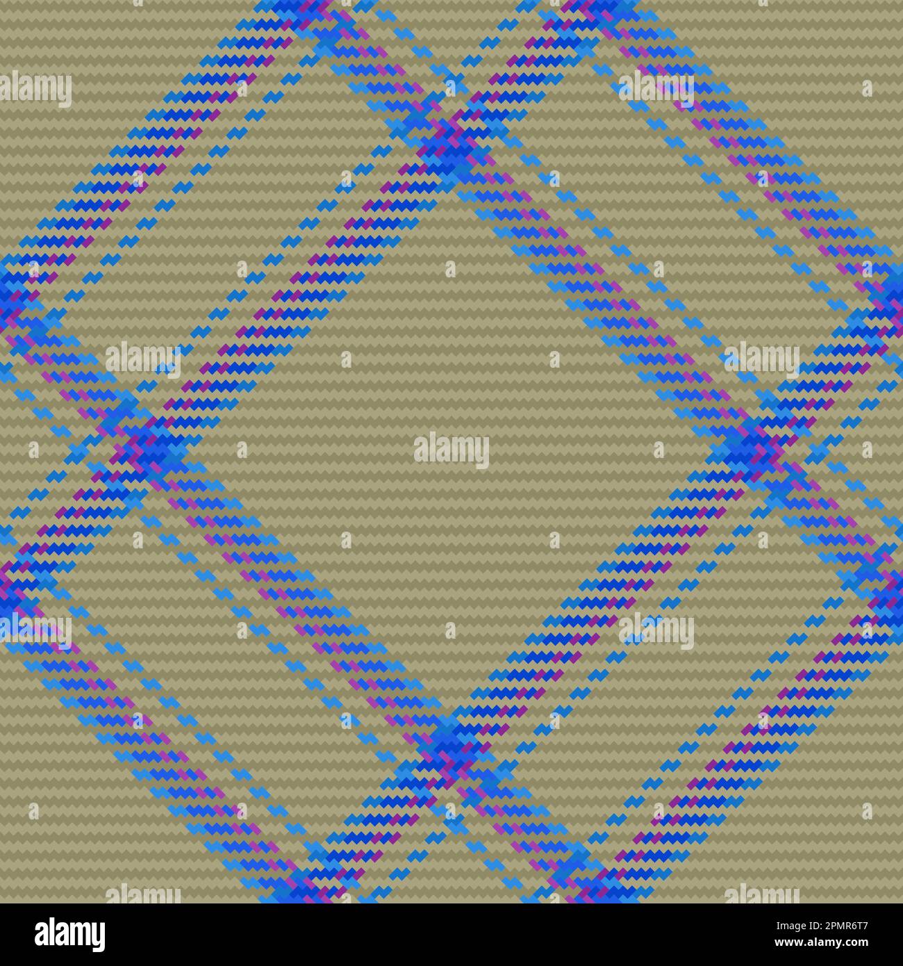 Nahtloses Vektormuster. Strukturiertes Karomaterial. Textilien mit Schottenkaromuster in Blau und Violett. Stock Vektor