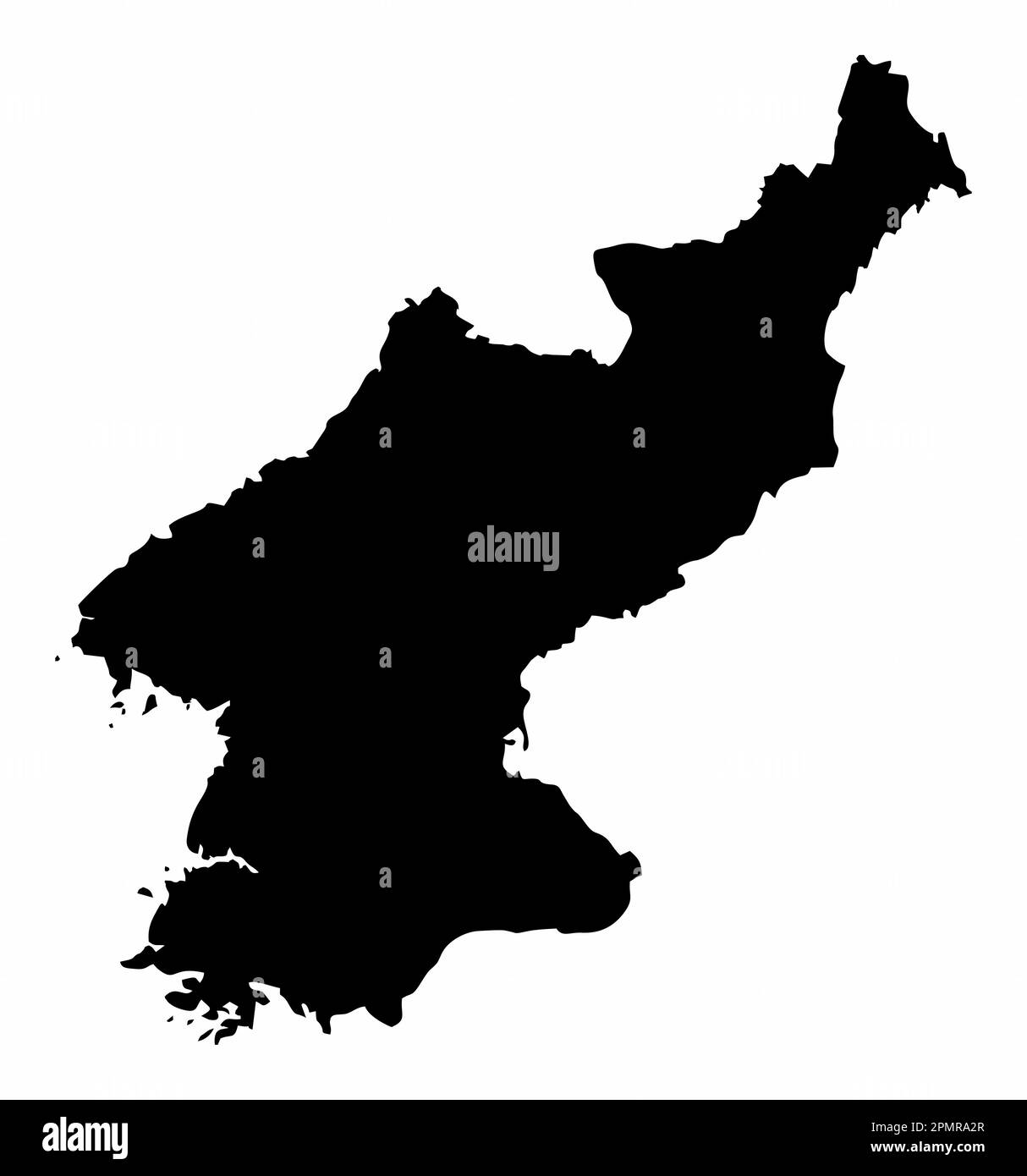 Nordkoreanische Kartensilhouette isoliert auf weißem Hintergrund Stock Vektor