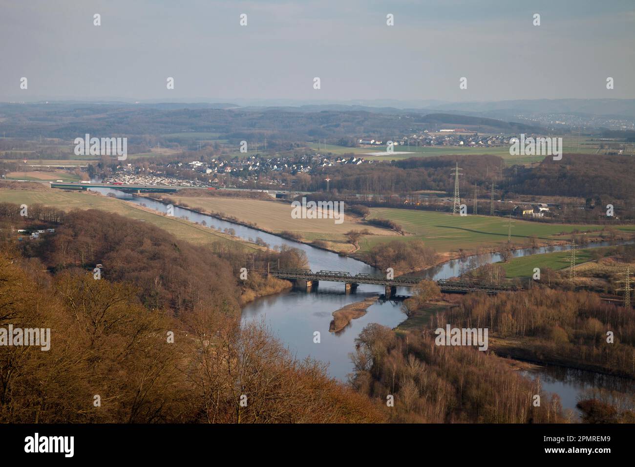Zusammenfluss von Ruhr und Lenne, Hagen, Ruhrgebiet, Nordrhein-Westfalen, Deutschland Stockfoto