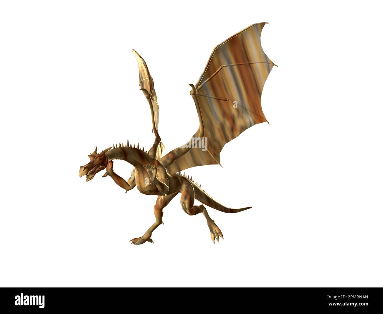 3D Abbildung eines Steindrachen, isoliert auf Weiß Stockfoto