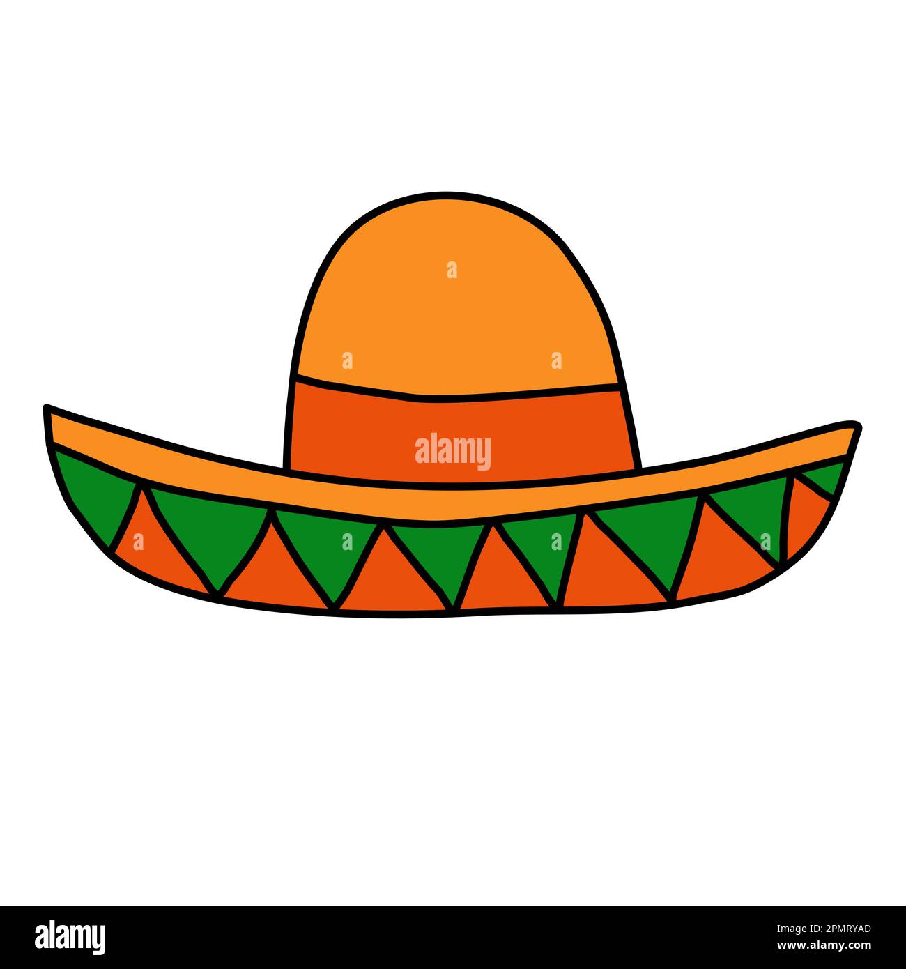 Mexikanischer Hut Sombrero, Kritzelstil-Vektorbild Stock Vektor