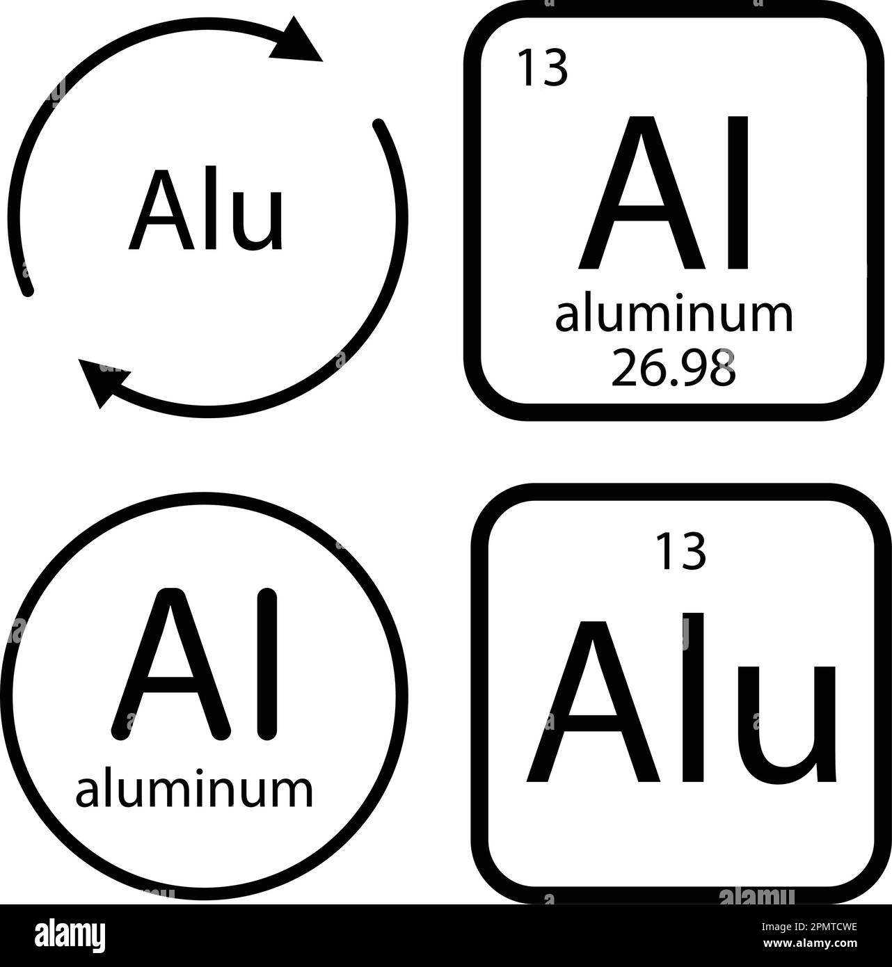 Vektorschablonendesign für Aluminiumsymbole Stock Vektor