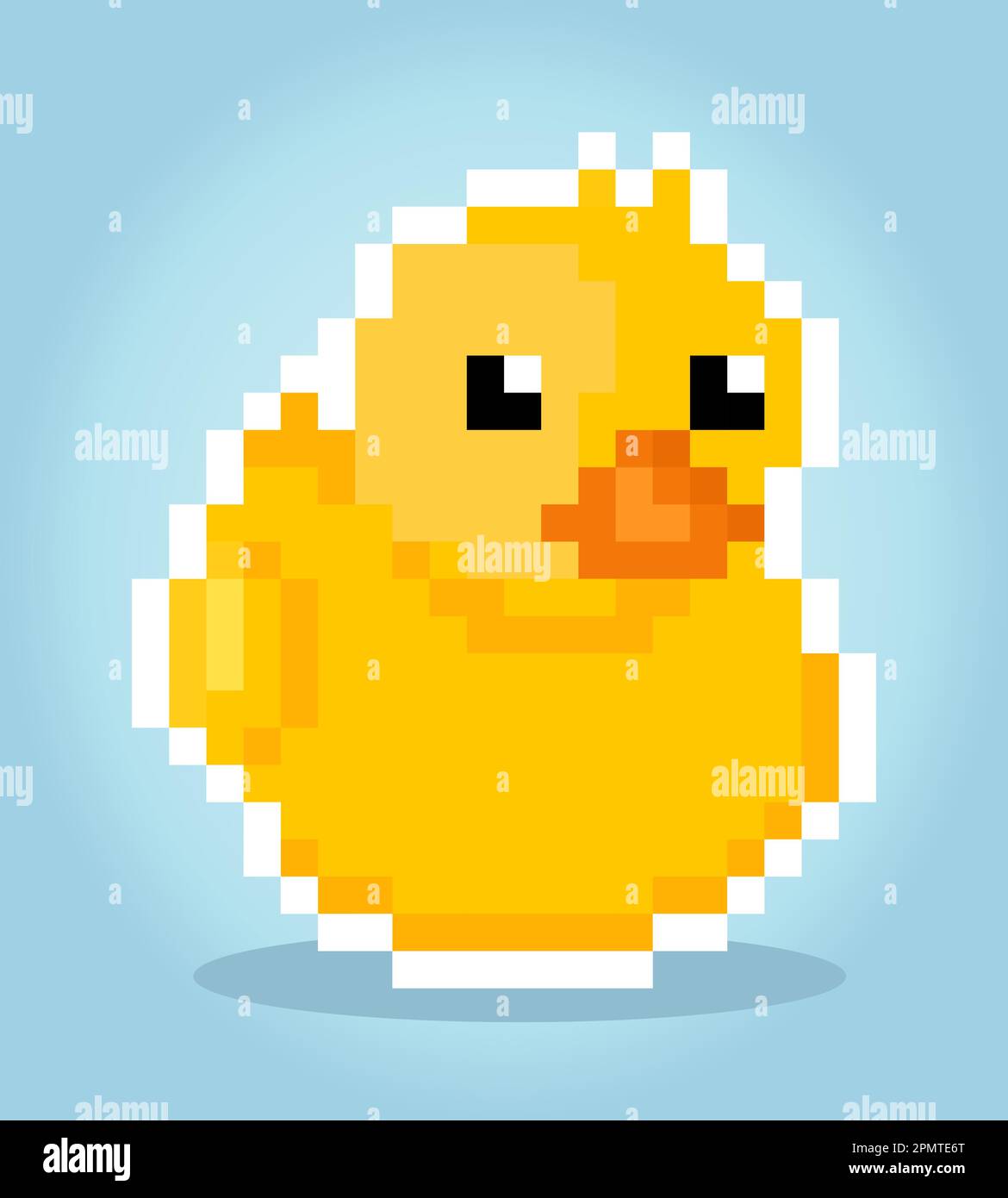 8 Bit Gummiente Pixel. Tiervektordarstellung Stock Vektor
