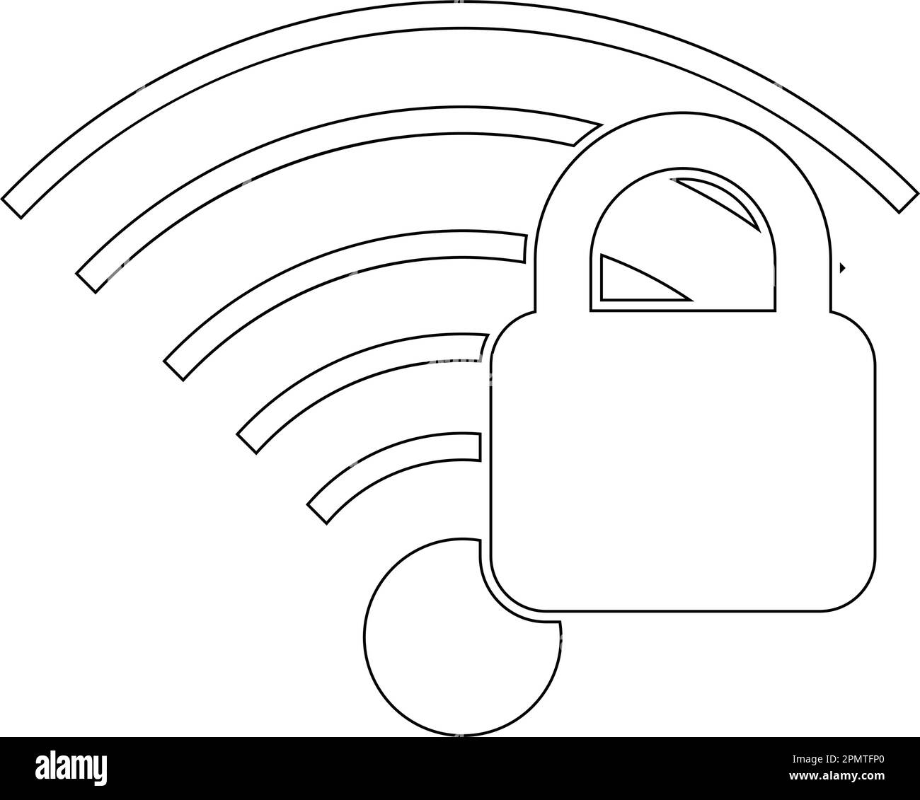 Symbol für gesperrtes WiFi-Signal Vektordarstellung Symboldesign Stock Vektor