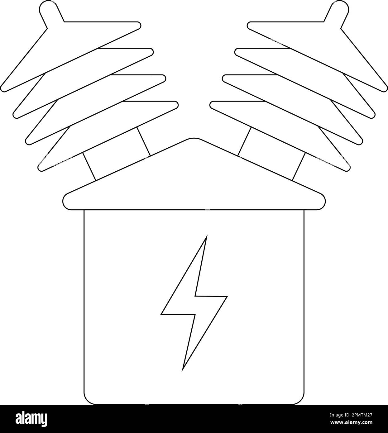 Elektrischer Hochspannungstransformator Symboldesign mit Vektorsymbolen Stock Vektor