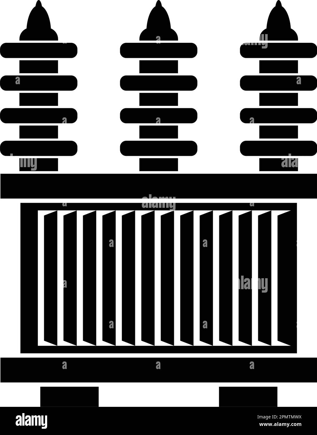 Elektrischer Hochspannungstransformator Symboldesign mit Vektorsymbolen Stock Vektor