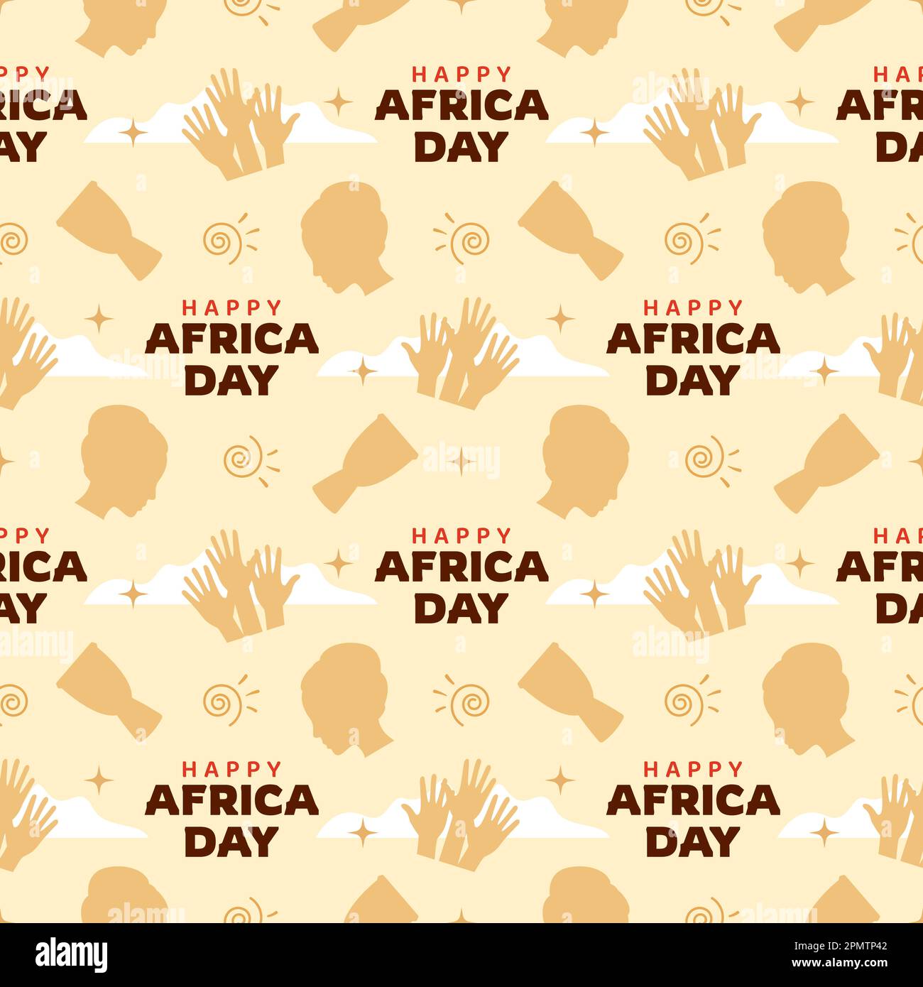 Happy Africa Day nahtloses Muster-Design mit afrikanischen Stammesfiguren Dekoration in Vorlage handgezeichnete flache Cartoon-Illustration Stock Vektor