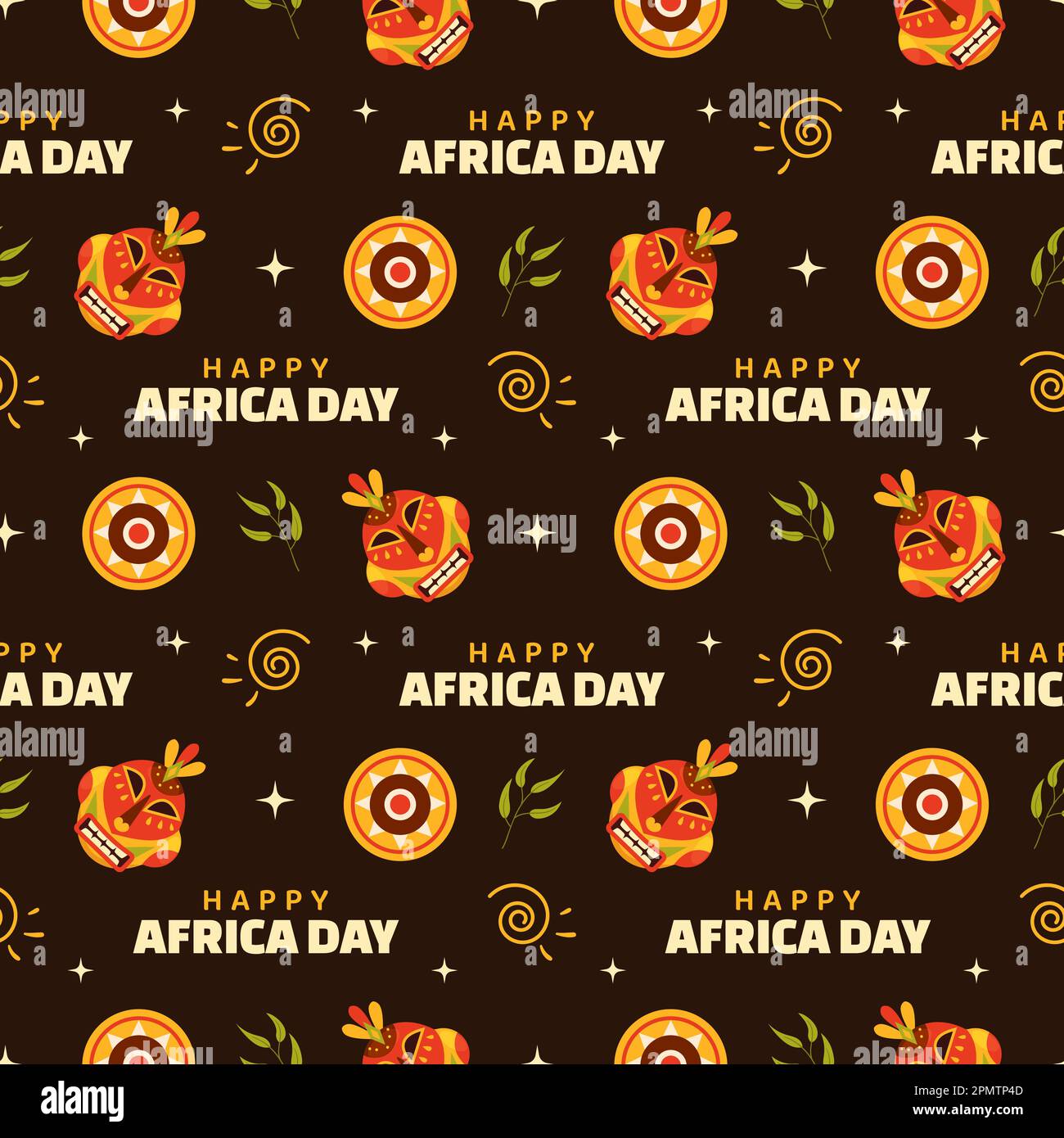 Happy Africa Day nahtloses Muster-Design mit afrikanischen Stammesfiguren Dekoration in Vorlage handgezeichnete flache Cartoon-Illustration Stock Vektor