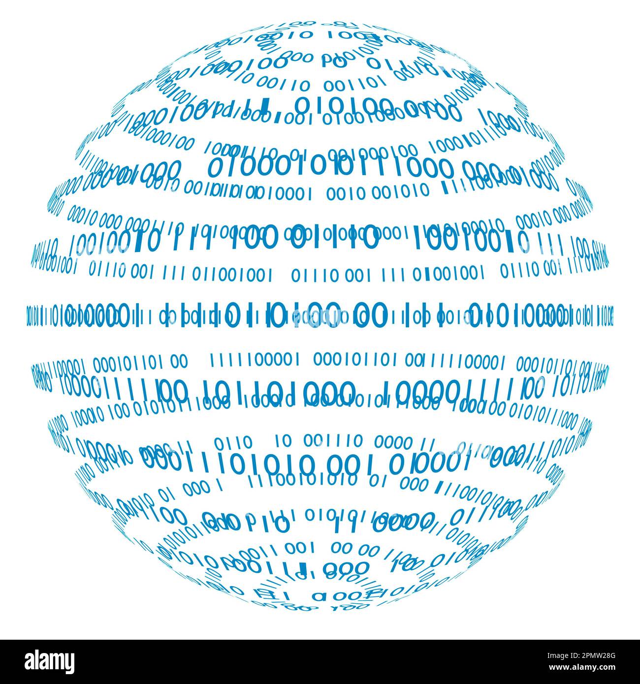Hintergrund der digitalen Welt. Abfolge von Null und ein Konzept der globalen Verbindung zwischen Menschen, sozialen Netzwerken und Infotmatikgeräten - 3D Illustra Stockfoto