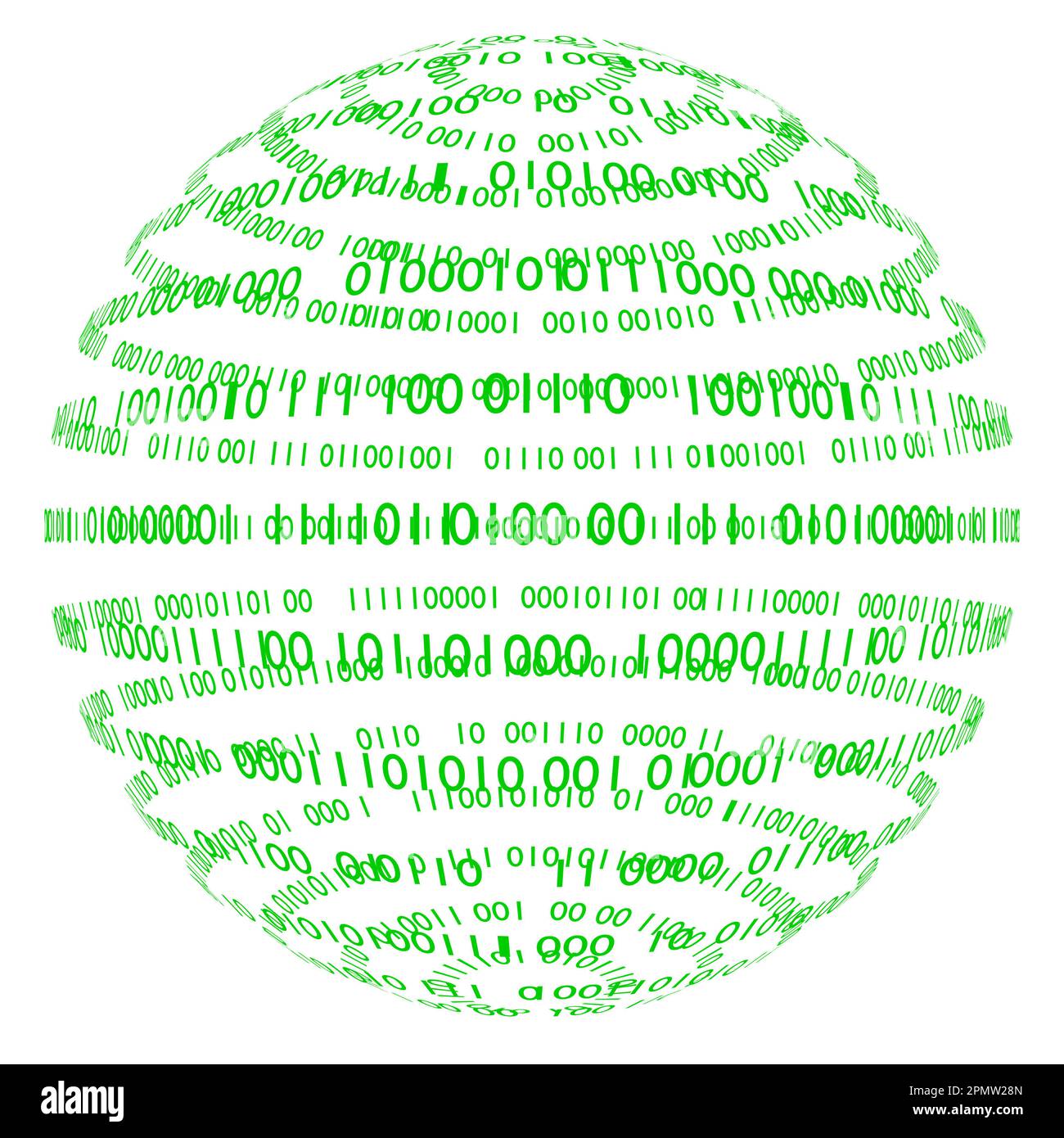 Hintergrund der digitalen Welt. Abfolge von Null und ein Konzept der globalen Verbindung zwischen Menschen, sozialen Netzwerken und Infotmatikgeräten - 3D Illustra Stockfoto